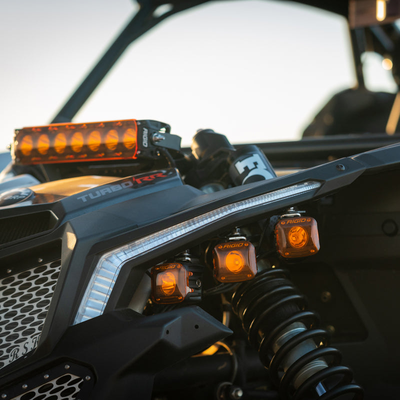 Rigid Revolve LED pod headlight for Can-Am Maverick, front view