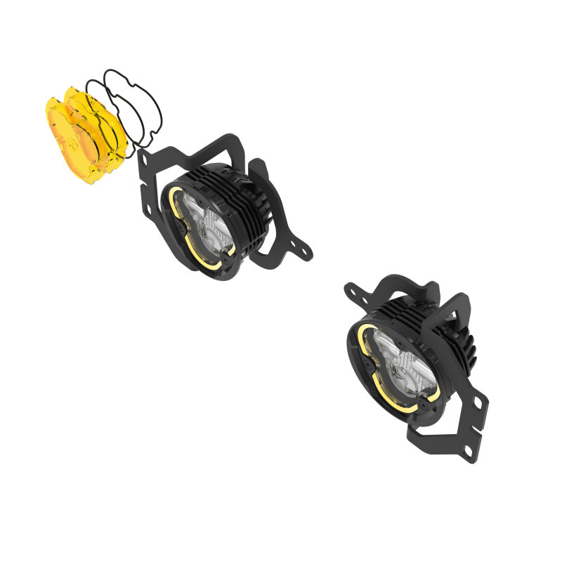 KC HiLiTES FLEX ERA 3 Dual Mode SAE Fog Lights - 2-Light Master Kit for Jeep Wrangler JL/Gladiator JT Sport Bumpers, mounted view