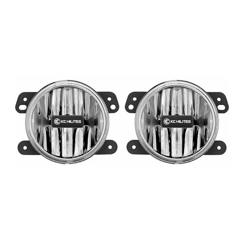 KC HiLiTES 4in Gravity G4 LED Fog Light 10W SAE/ECE Clear - Jeep Wrangler & Gladiator (Pair)