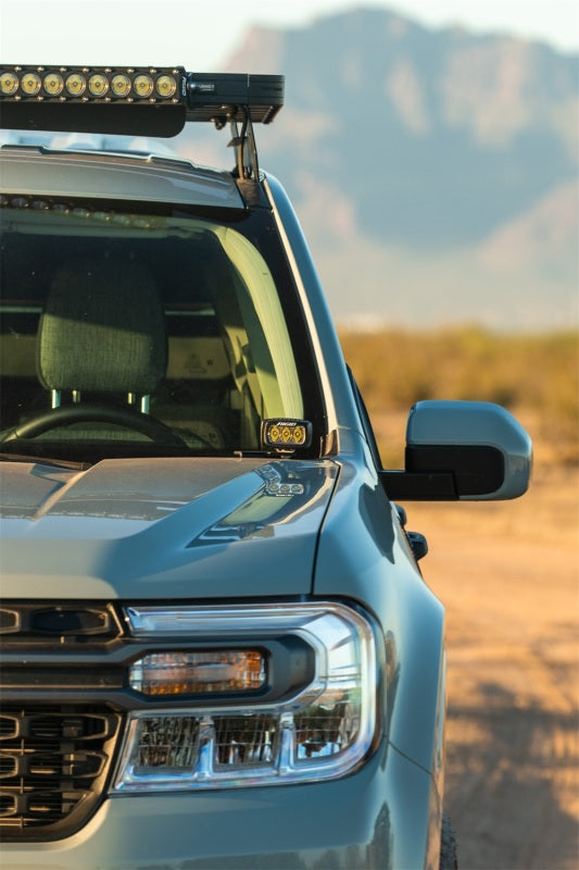 Detail view of Rigid Industries 304 stainless A-pillar mount for Ford Maverick