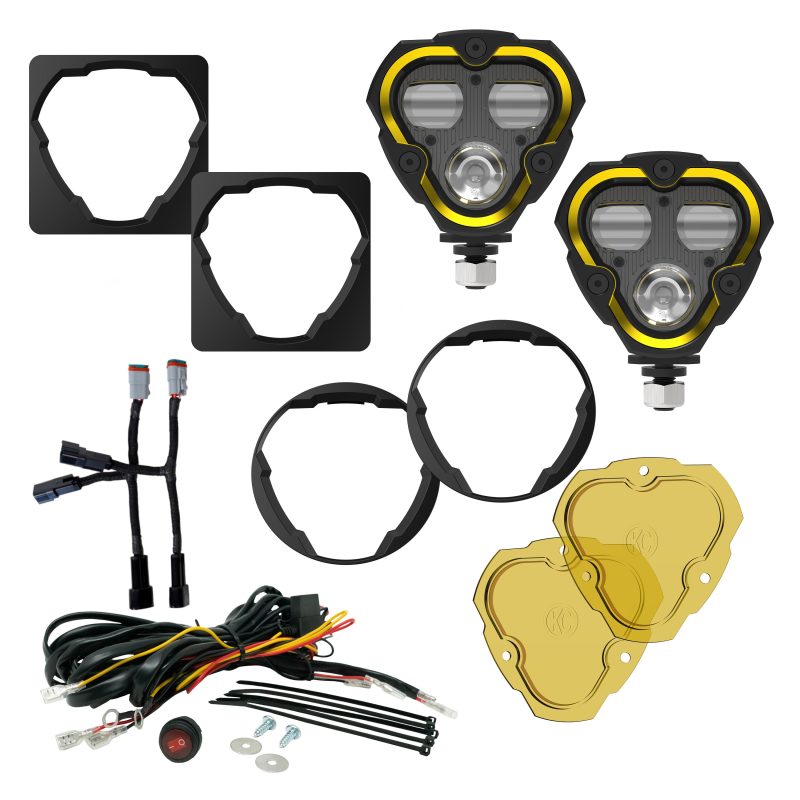 KC HiLiTES FLEX ERA 3 Dual Mode SAE Fog Lights - 2-Light Master Kit for Jeep Wrangler JK/JL & Gladiator JT