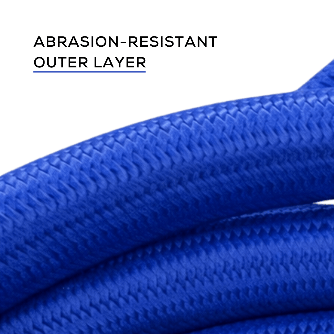 Close-up of the blue Rapid Multi-Tire Air System's Standard Hammer Manifold and quick-connect fittings