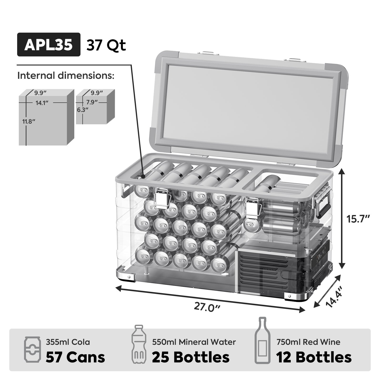 APL35 Dual Zone Aluminum Fridge refrigerator| ICECO | 35 LT APL Series ICECO- Overland Kitted