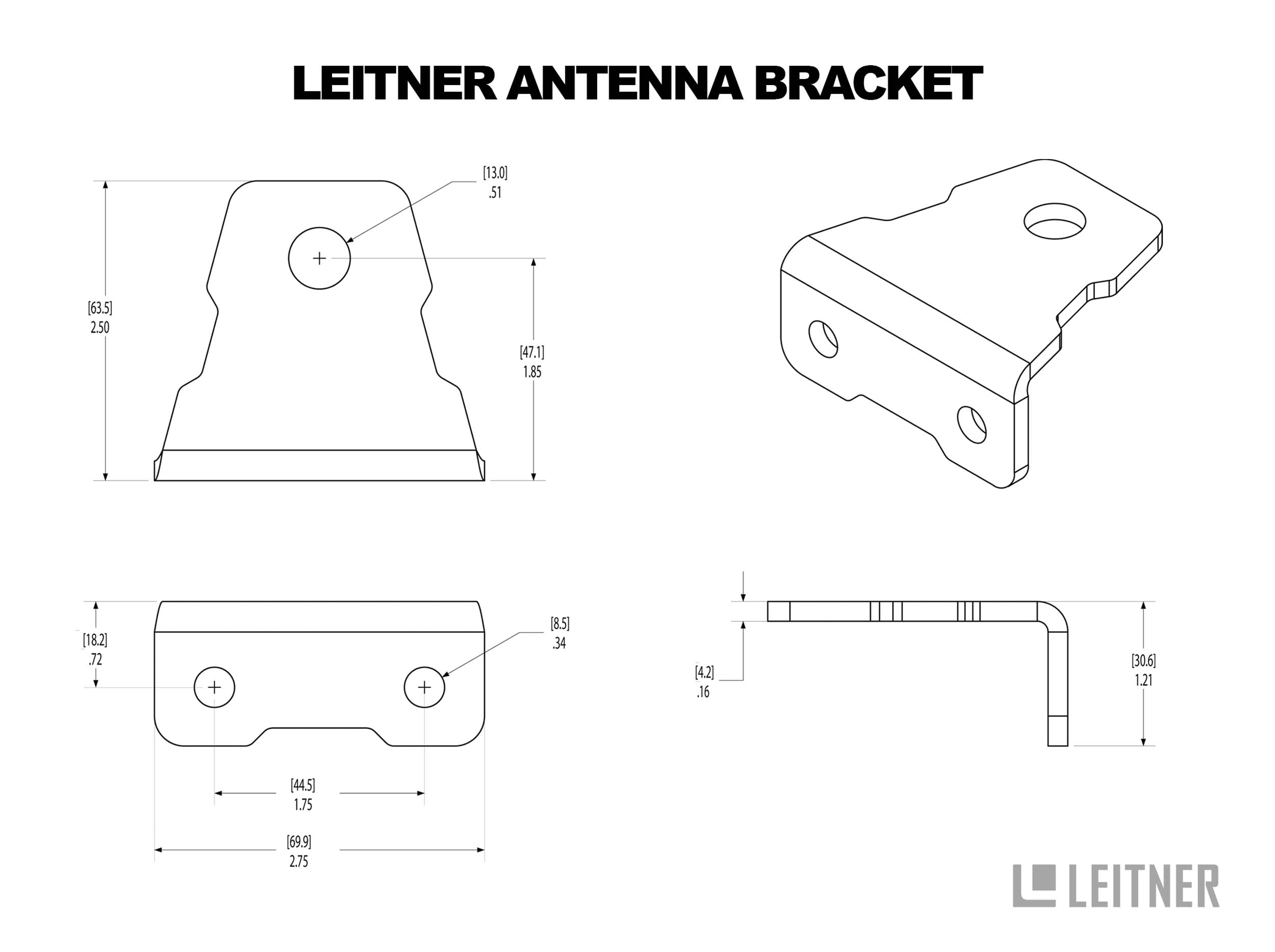 DIAGRAM OF ANTENNA BRACKET WITH MEASUREMENTS