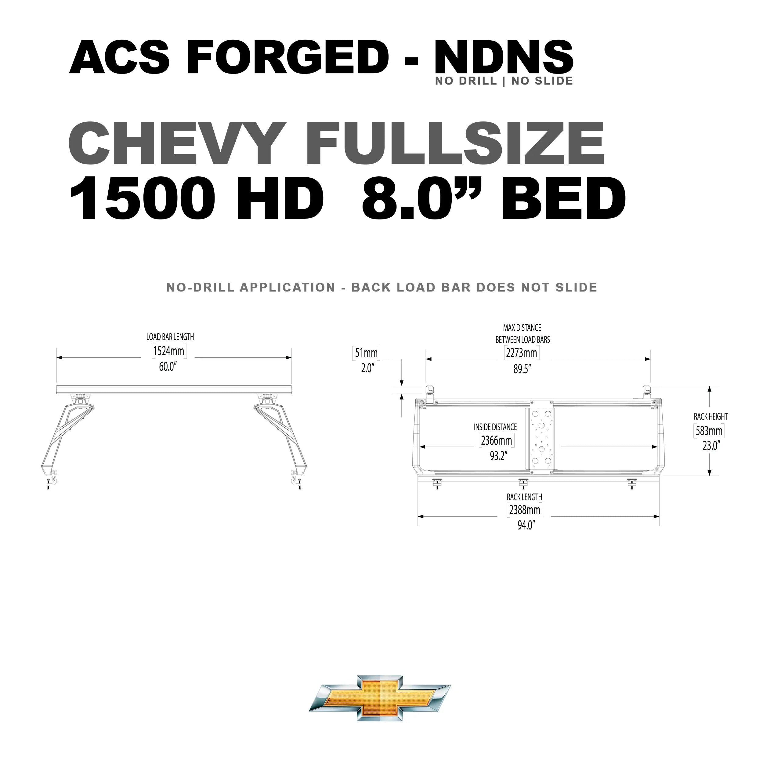 Chevrolet Active Cargo System Bed Rack - FORGED NO DRILL