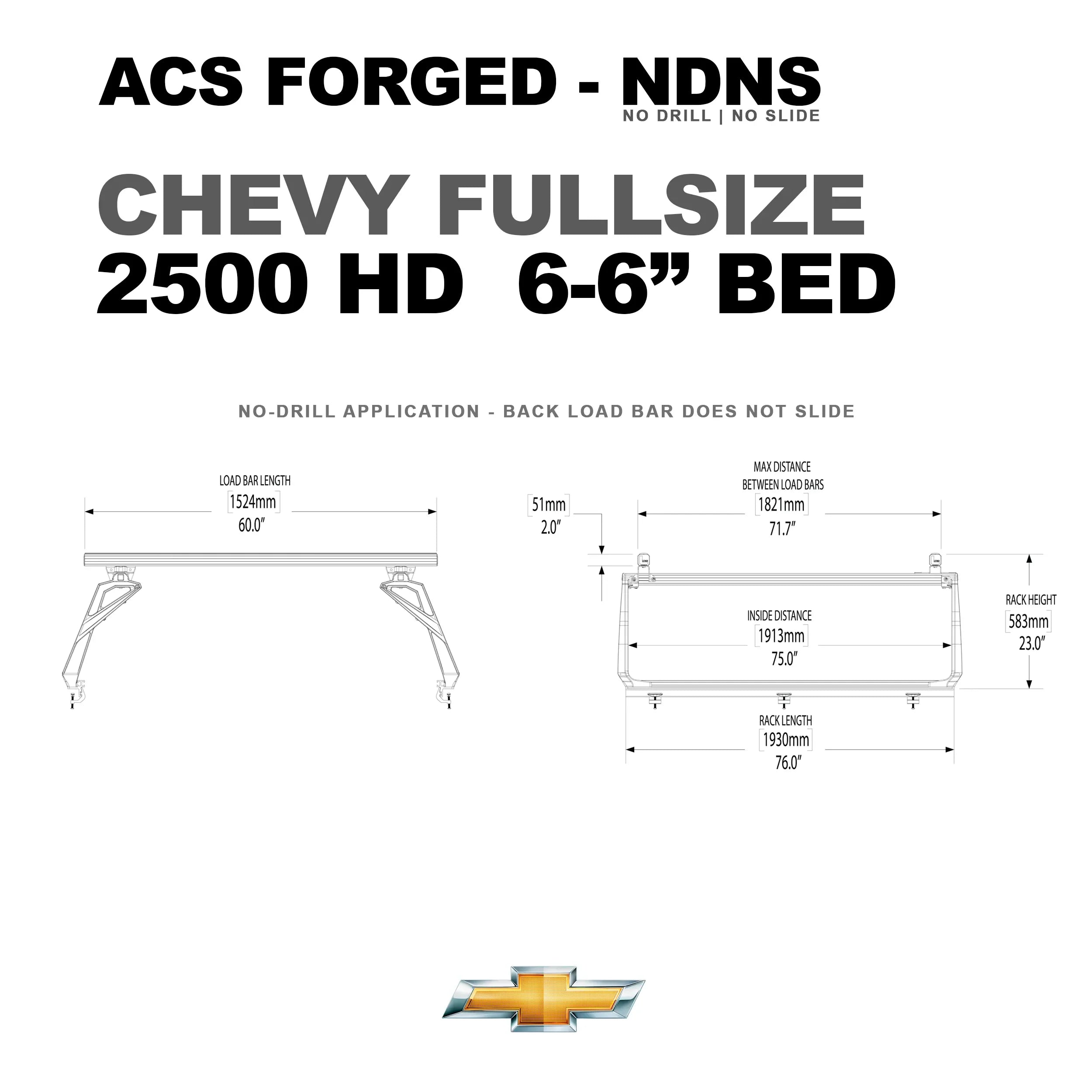 Chevrolet Active Cargo System Bed Rack - FORGED NO DRILL