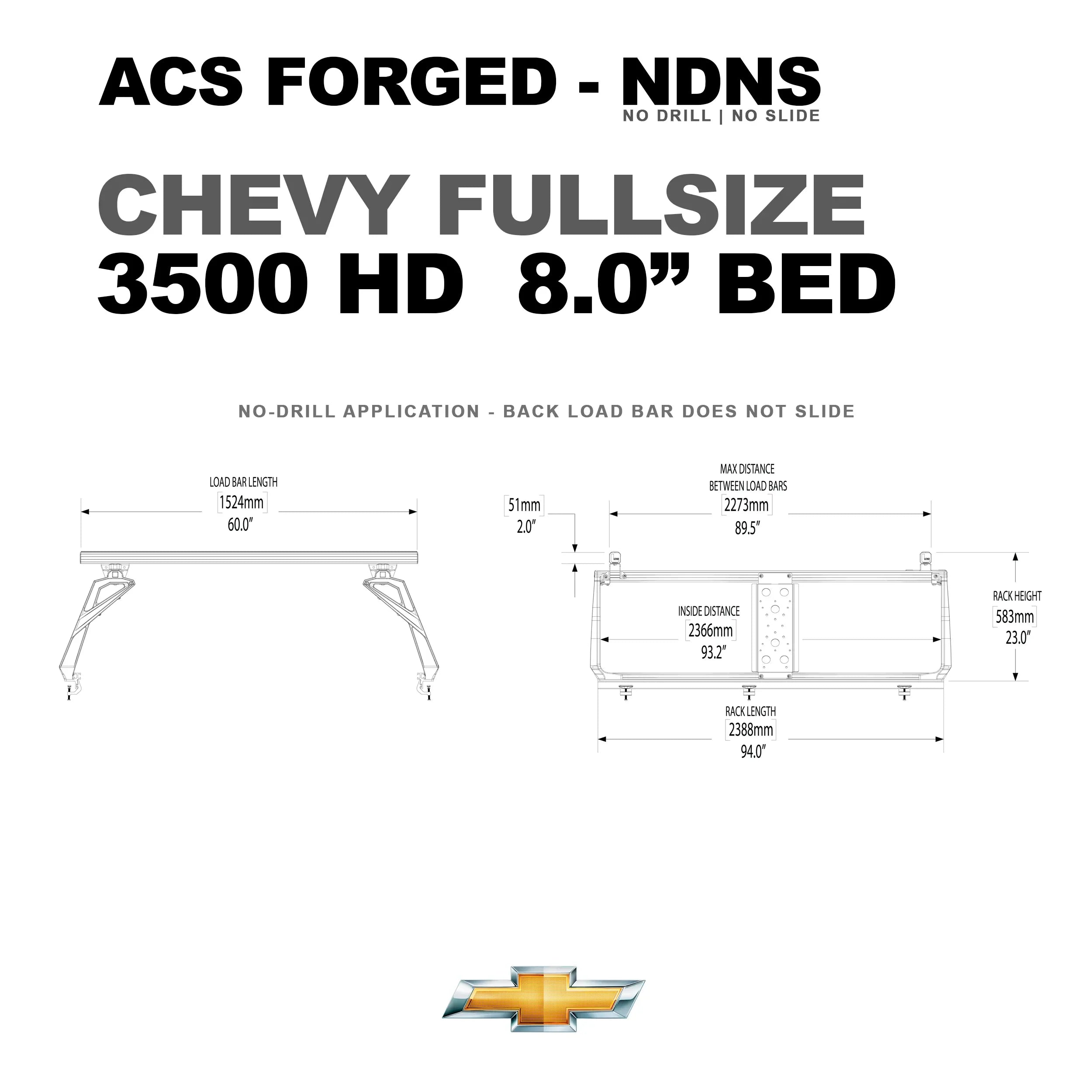 Chevrolet Active Cargo System Bed Rack - FORGED NO DRILL