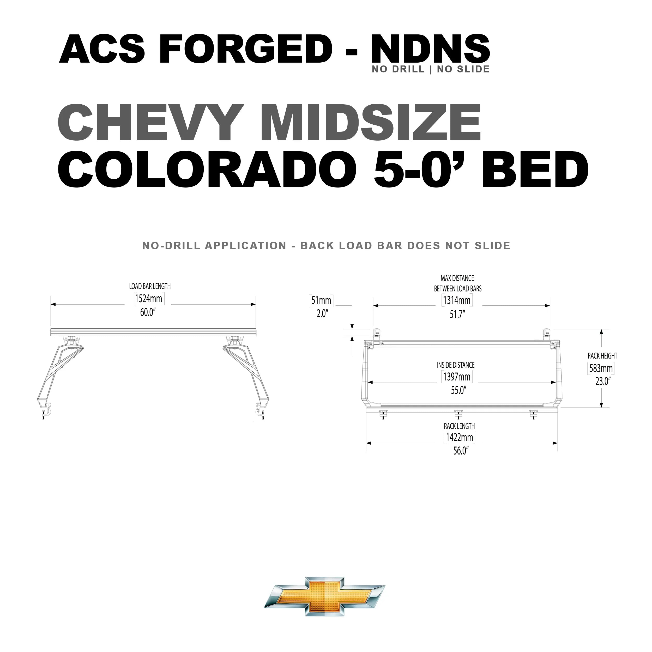 Chevrolet Active Cargo System Bed Rack - FORGED NO DRILL