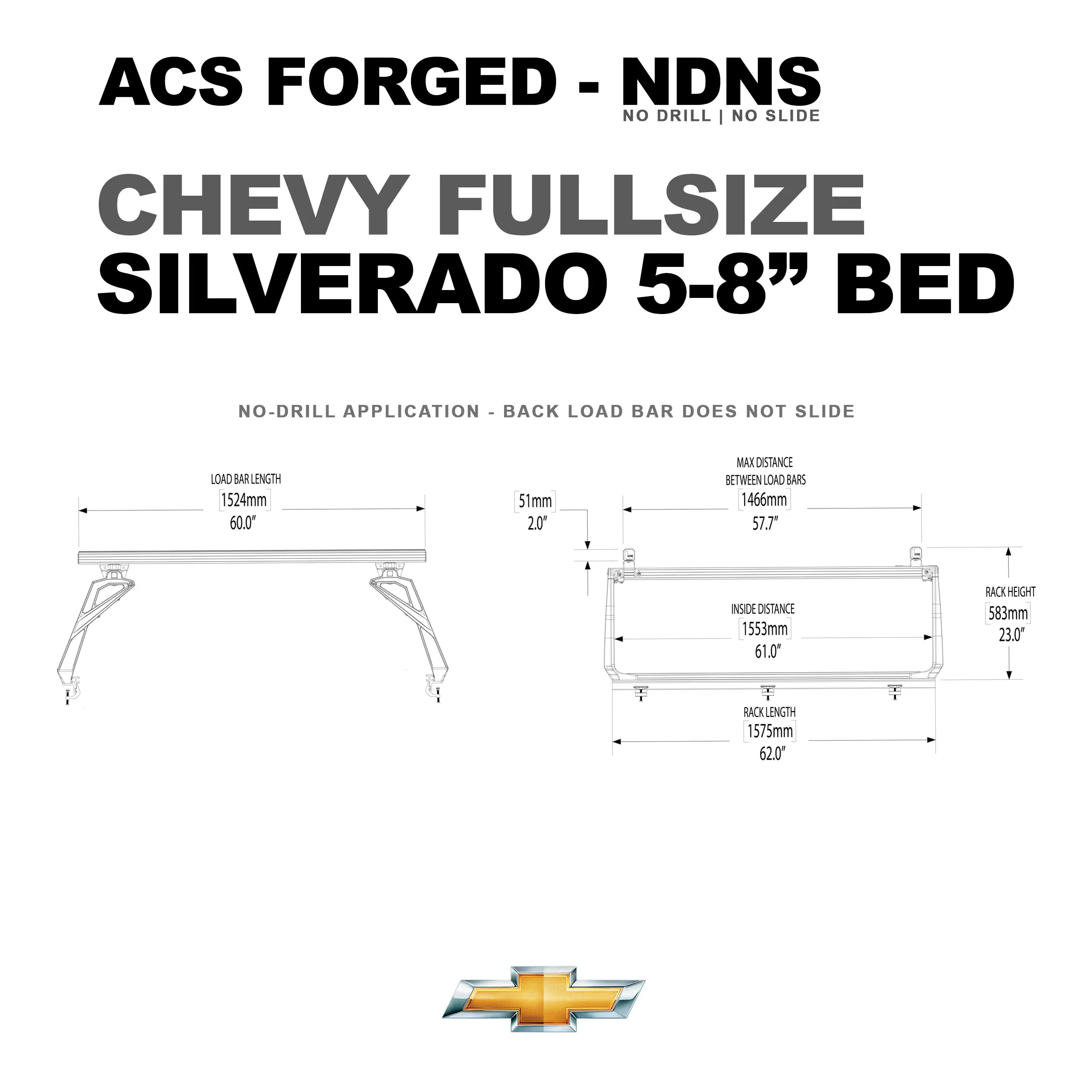 Chevrolet Active Cargo System Bed Rack - FORGED NO DRILL