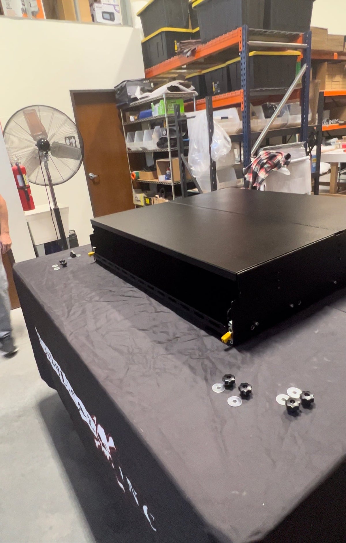 Clyde slide floor and drawer top closed on the display table