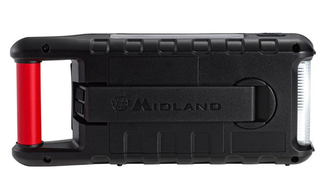 Midland ER310 emergency crank weather radio, in use