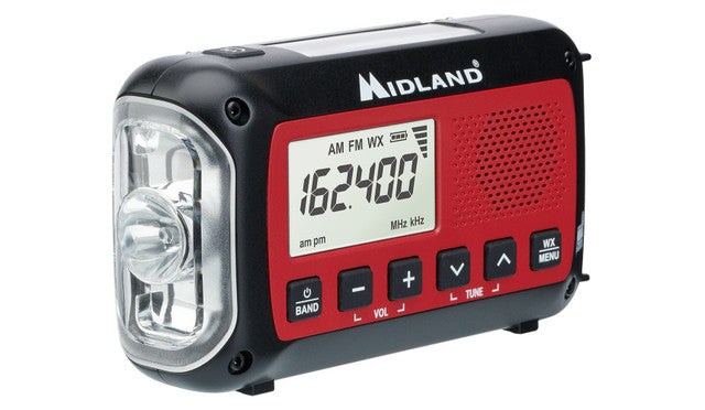 Midland ER40 emergency crank weather radio, detail view