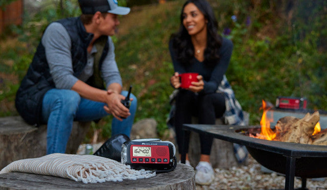 Midland ER40 emergency crank weather radio, side view