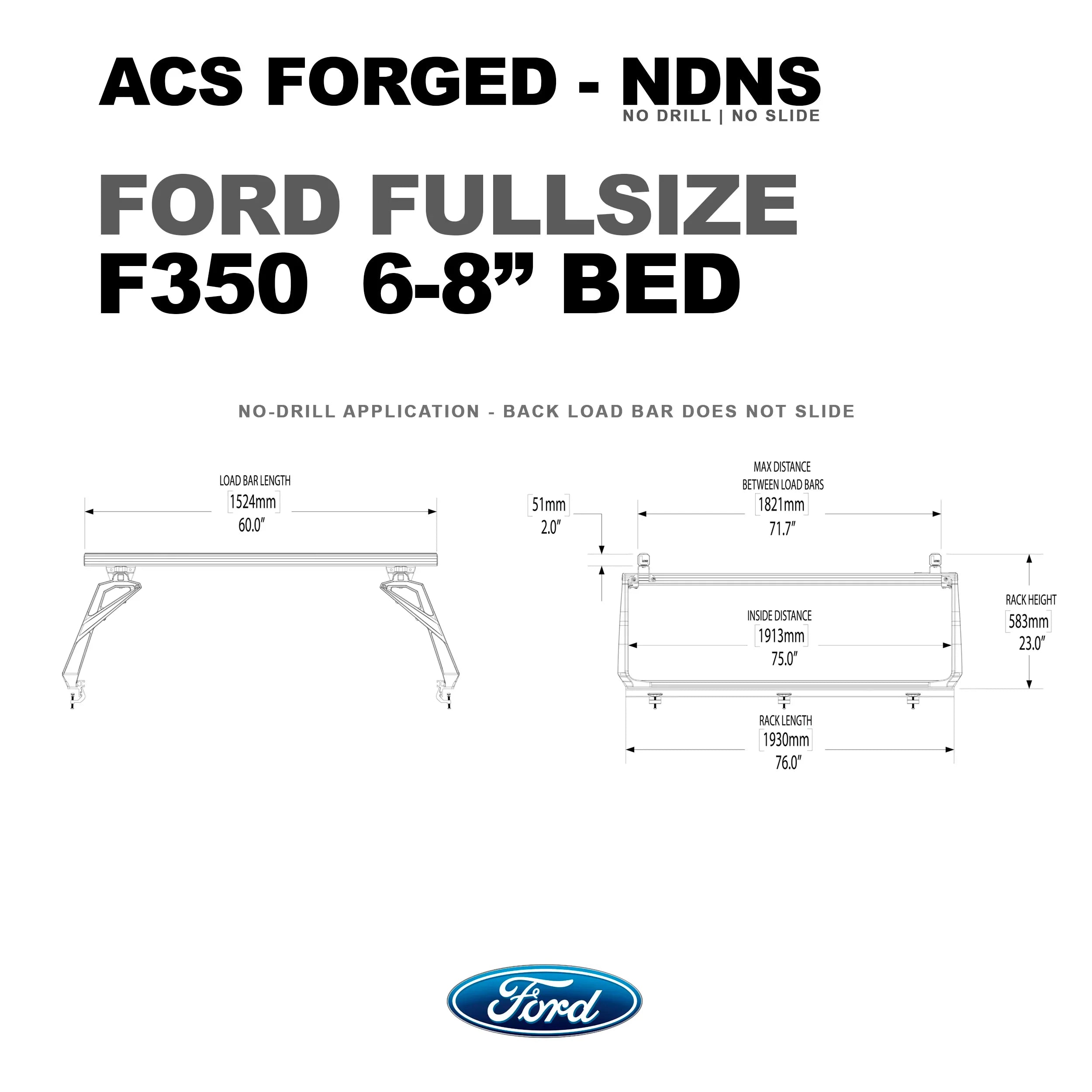 Ford Active Cargo System Bed Rack - FORGED NO DRILL
