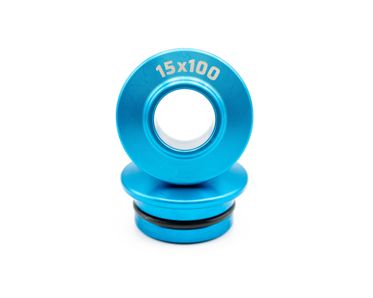 Blue 15x100 non-Boost fork mount adapter