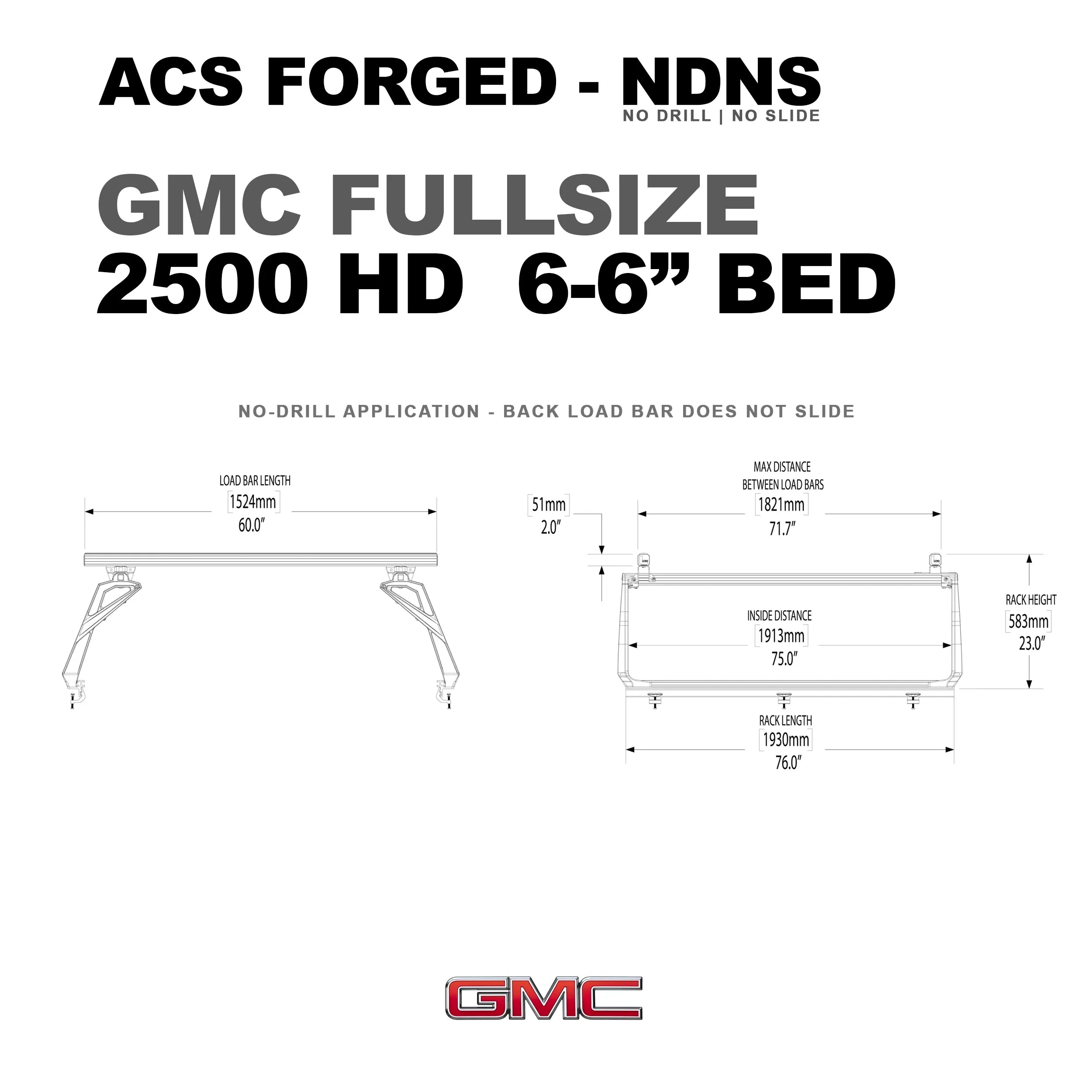 GMC Active Cargo System Bed Rack - FORGED NO DRILL