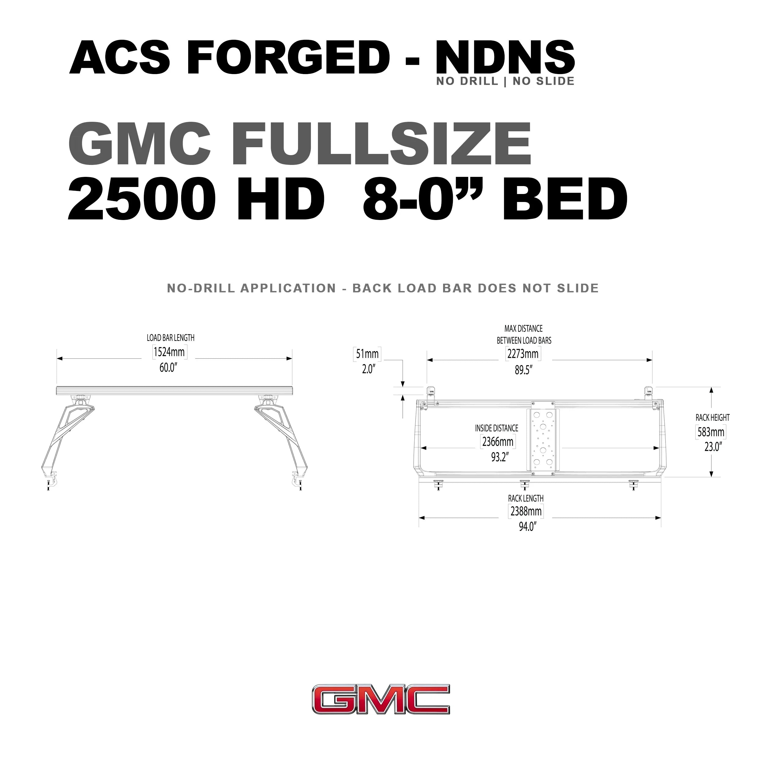GMC Active Cargo System Bed Rack - FORGED NO DRILL