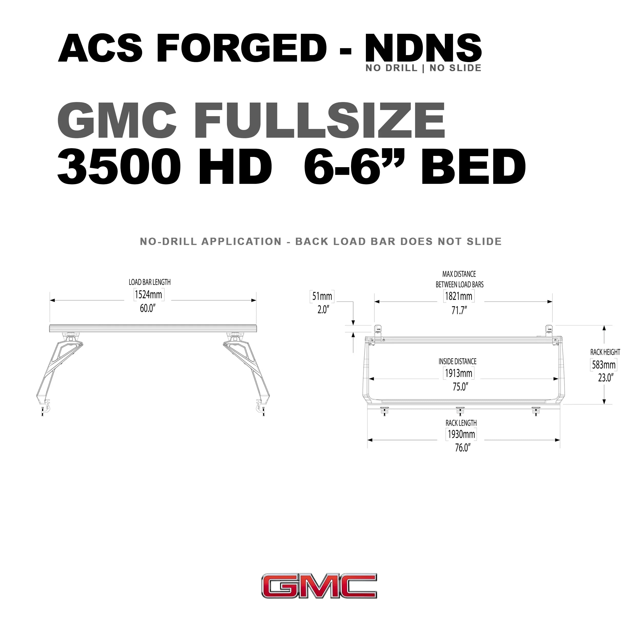 GMC Active Cargo System Bed Rack - FORGED NO DRILL