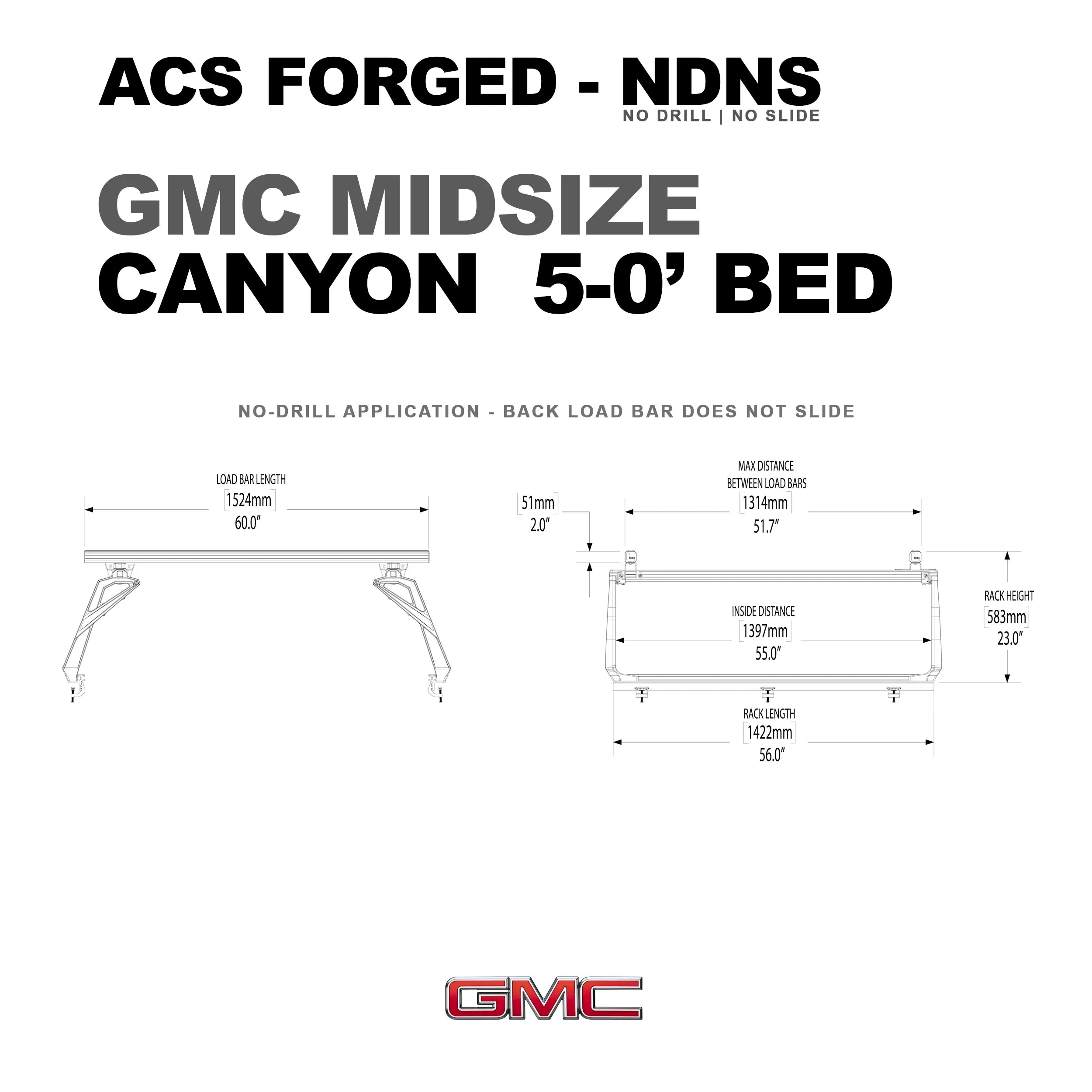 GMC Canyon 5' bed with Leitner ACS Forged NDNS rack