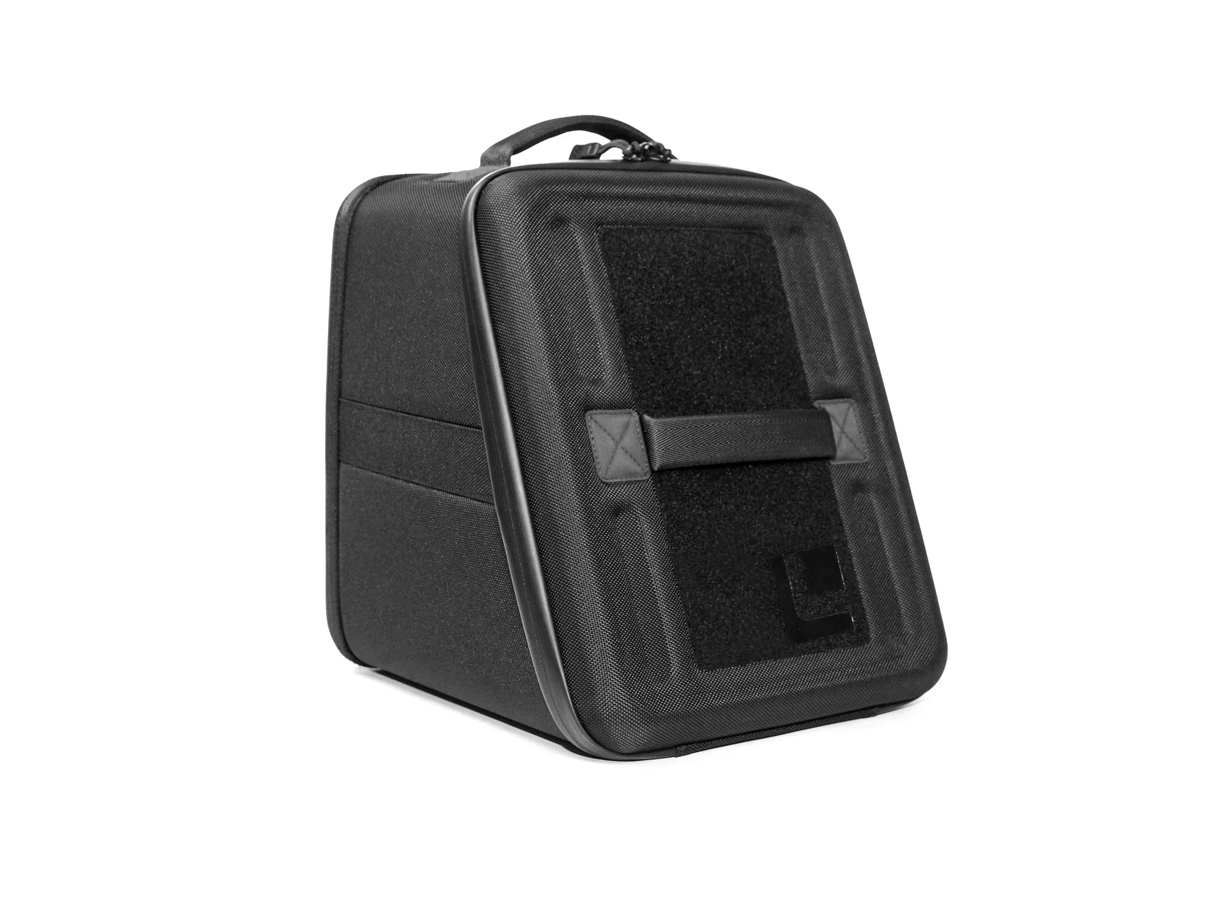 FRONT ANGLE VIEW OF BLACK UTILITY BAG