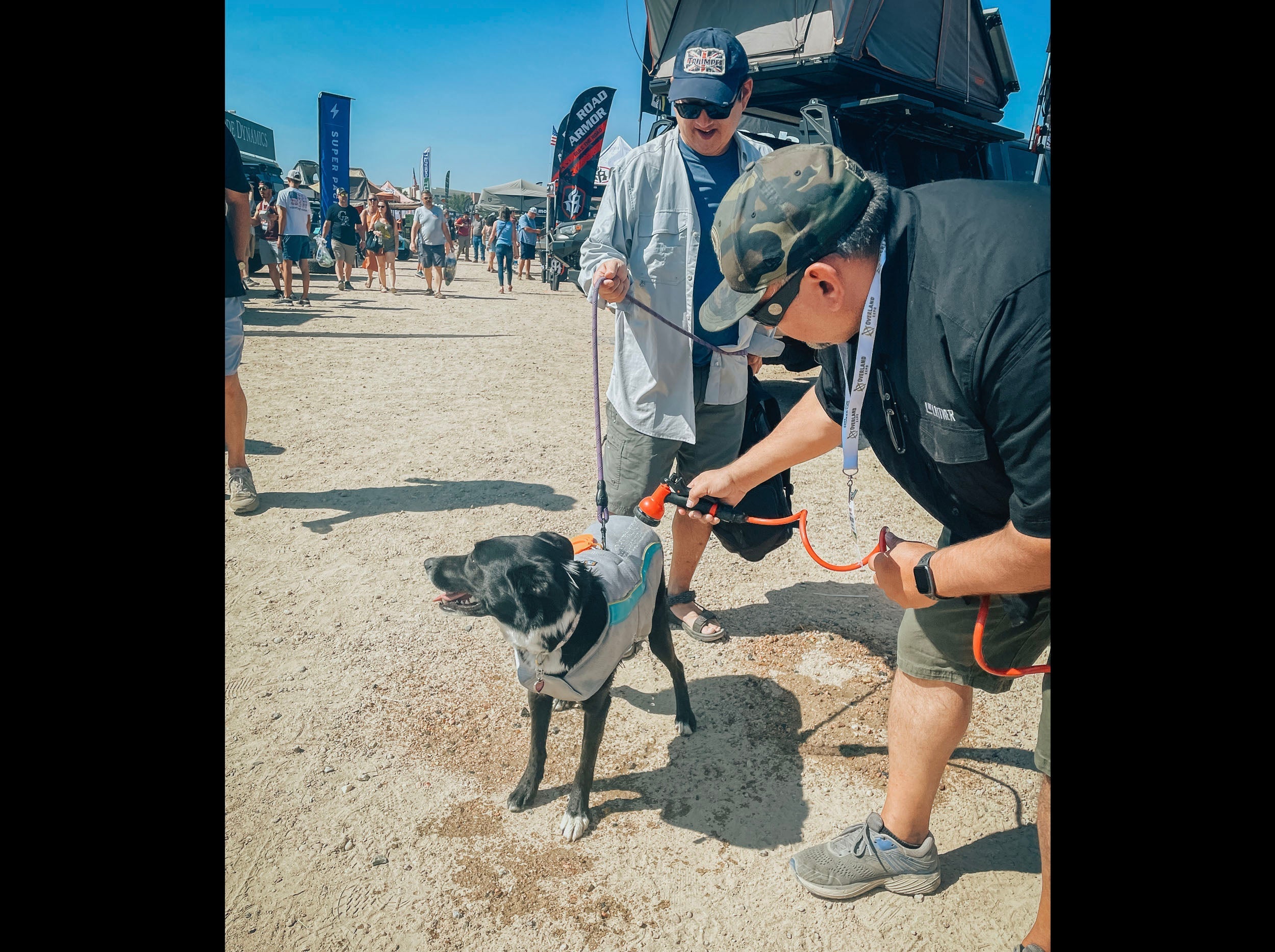CUSTOMERS USING HYDROPOD AND NOZZLE TO COOL OFF PUPPY