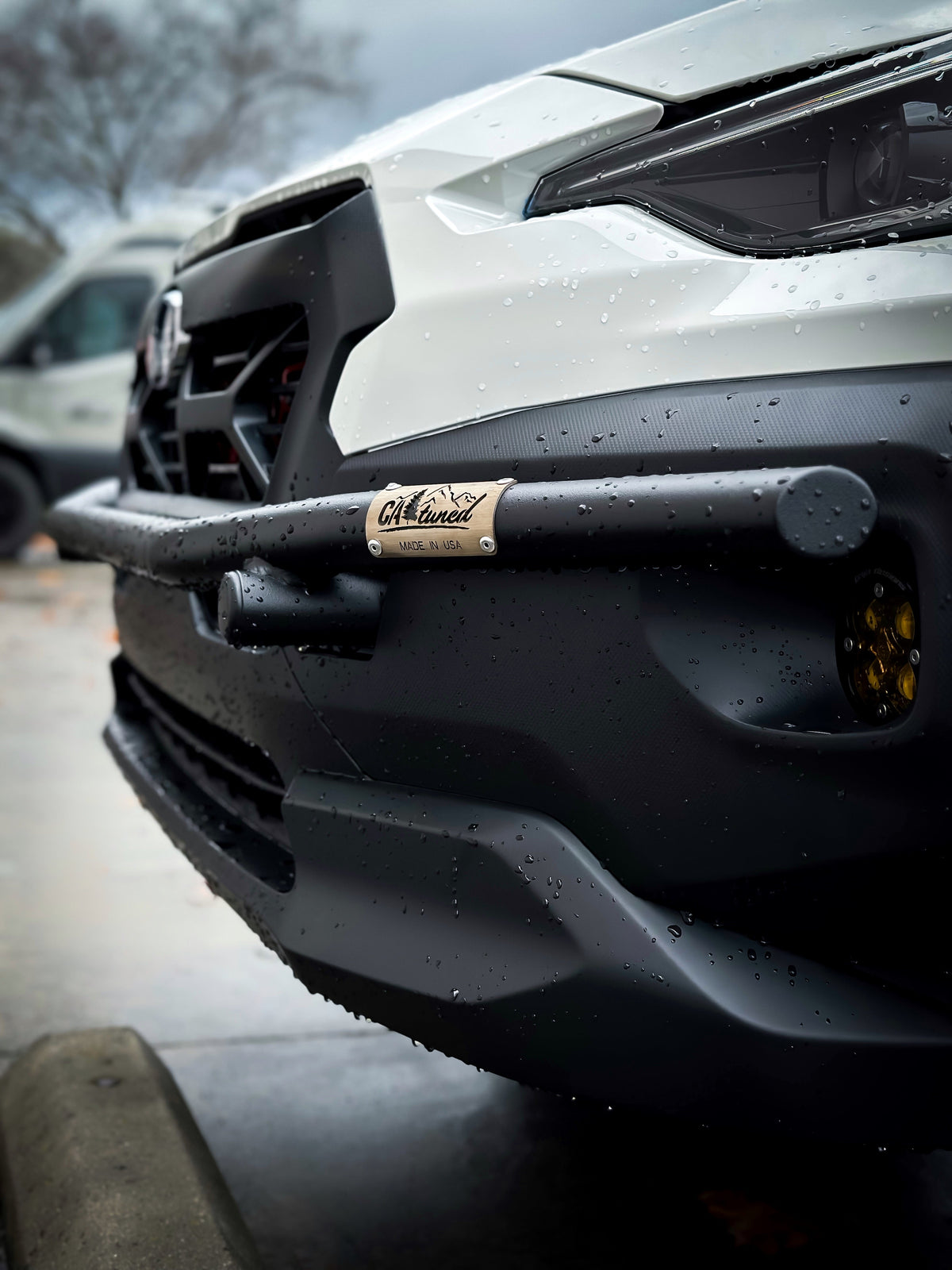 Close view of the brush bar across the lower front of a Subaru SUV