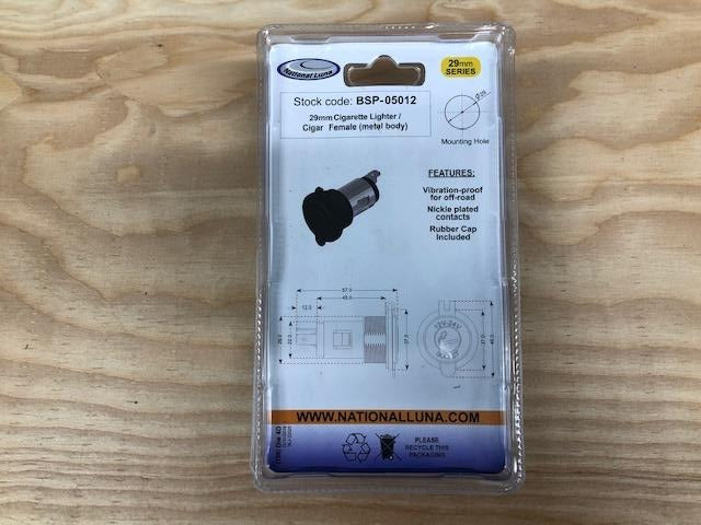 29mm Cigar/Cigarette Lighter Female (Metal Body) Battery System Accessories National Luna- Overland Kitted