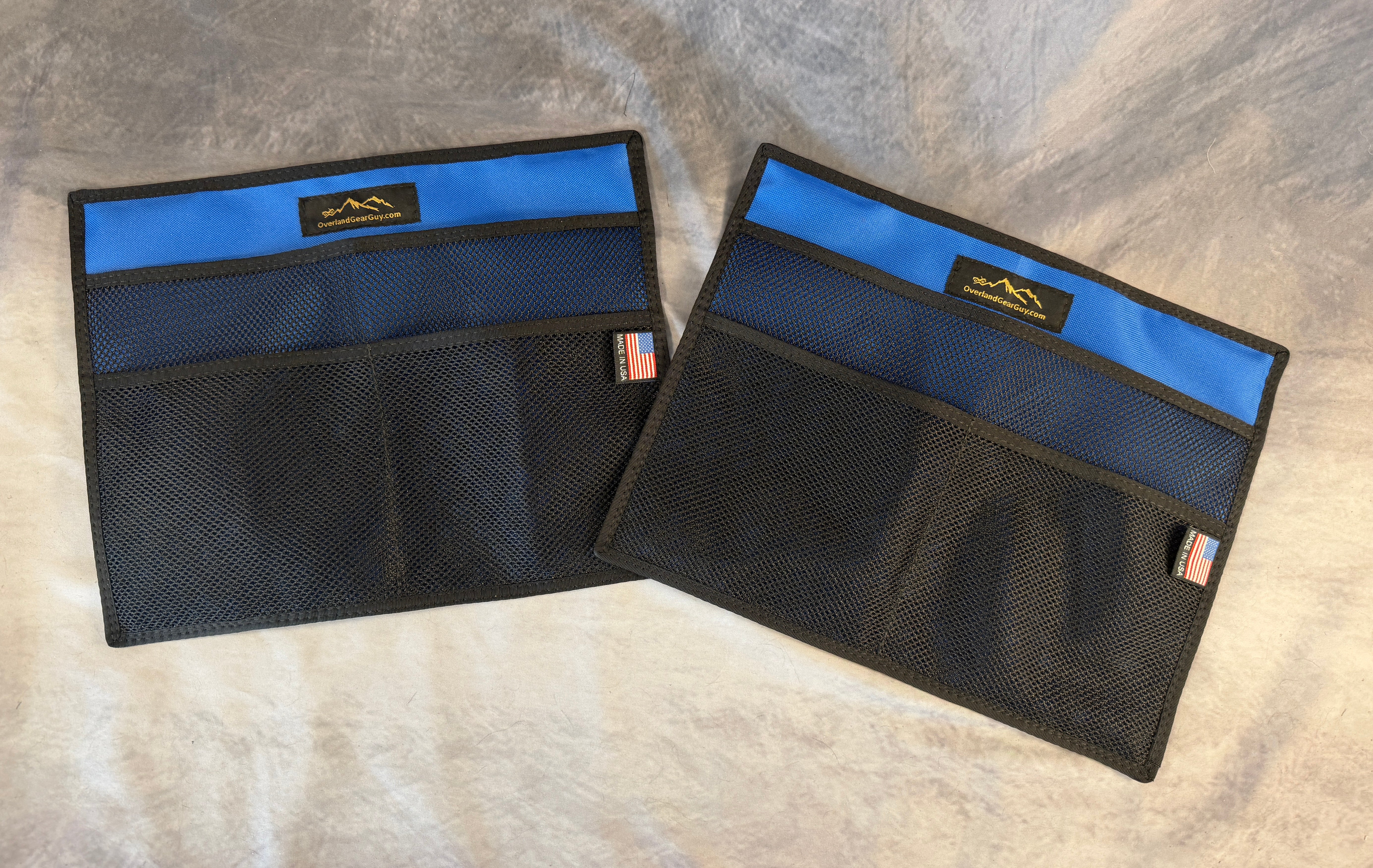 Magnets on the back of the pouch gripping a steel panel