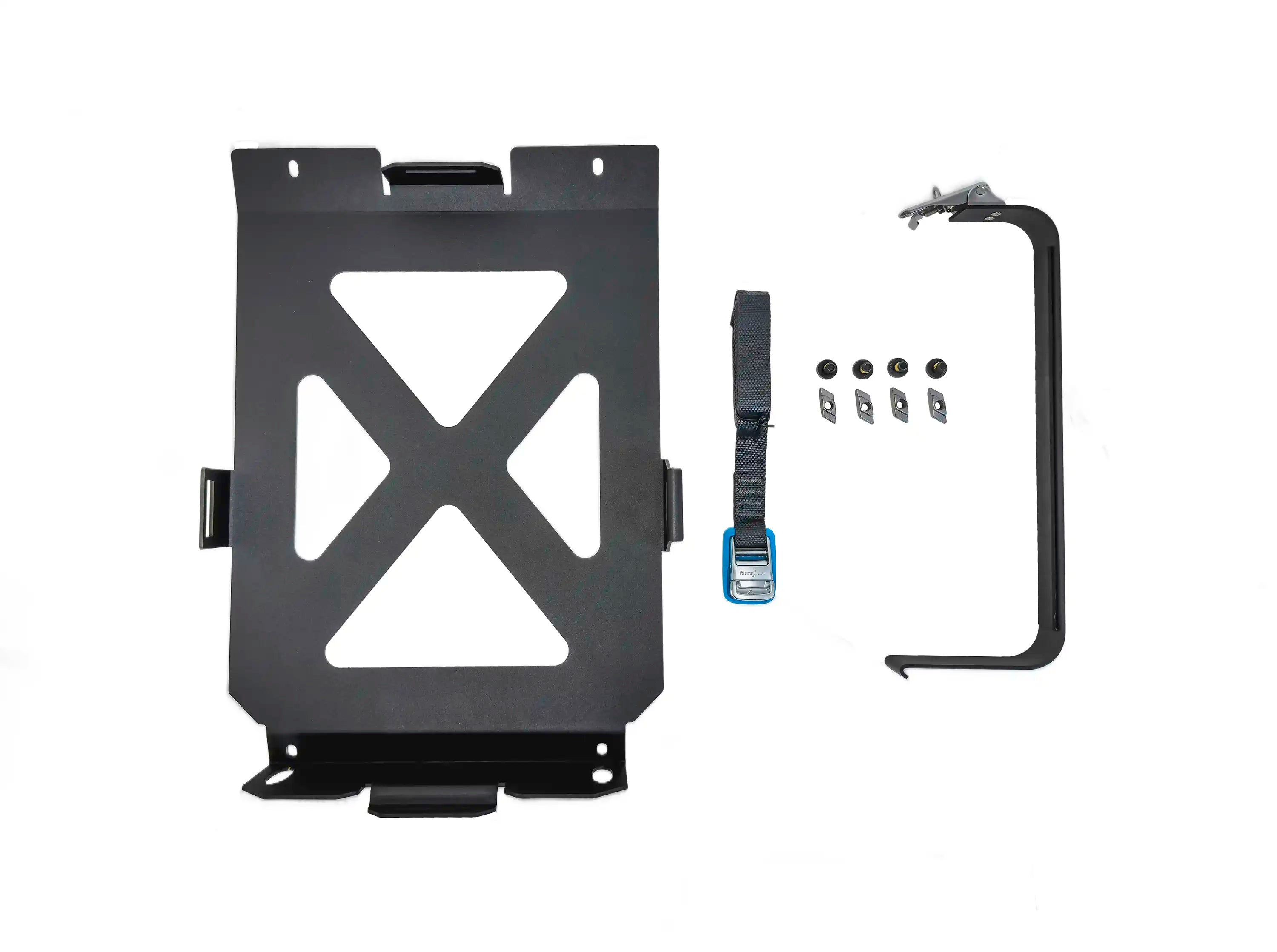 Leitner Designs ACS Forged 20L jerry can holder with fuel can mounted