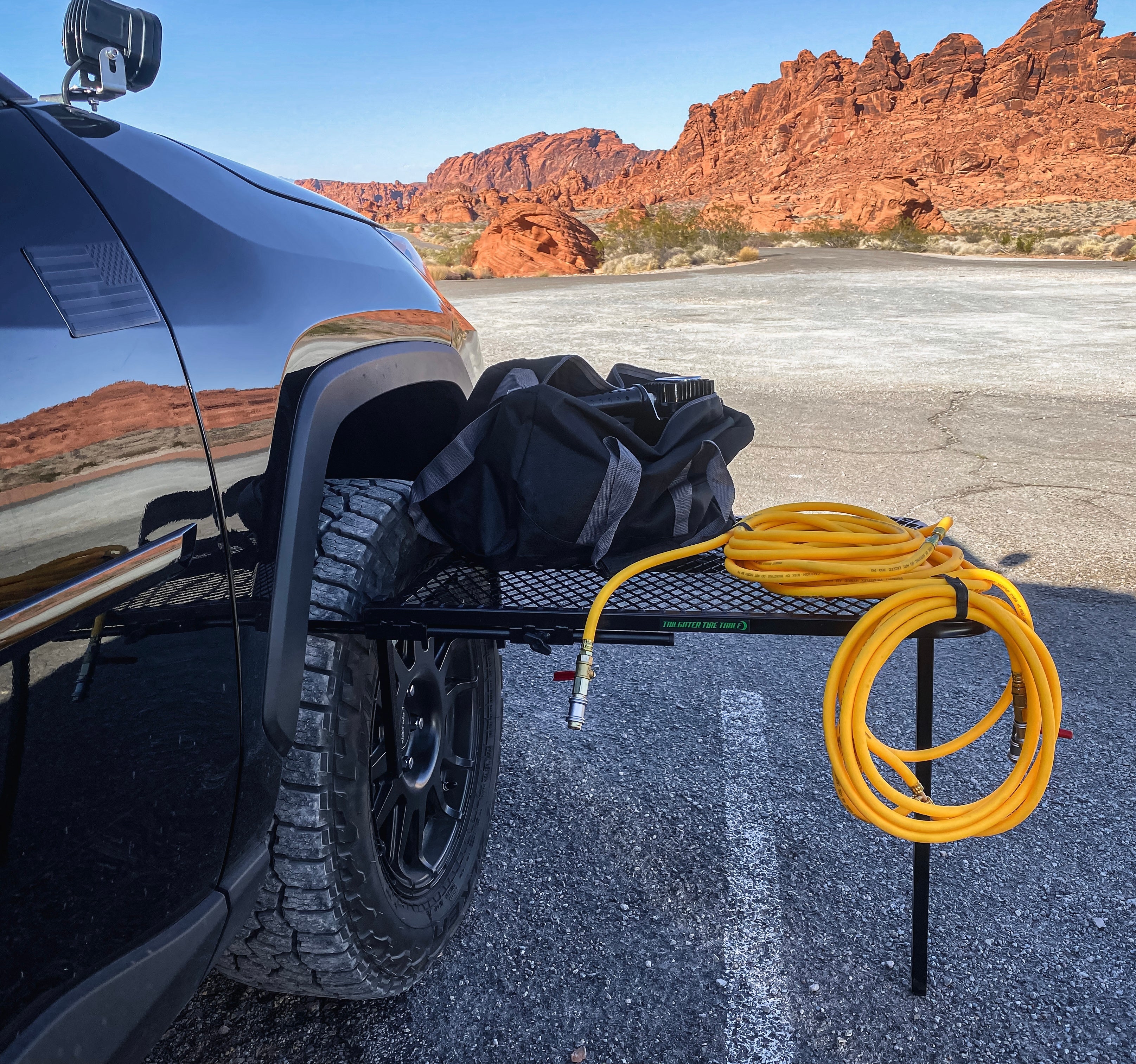 Large Aluminum Camping Table Large Aluminum Tail Gater Tire Table- Overland Kitted