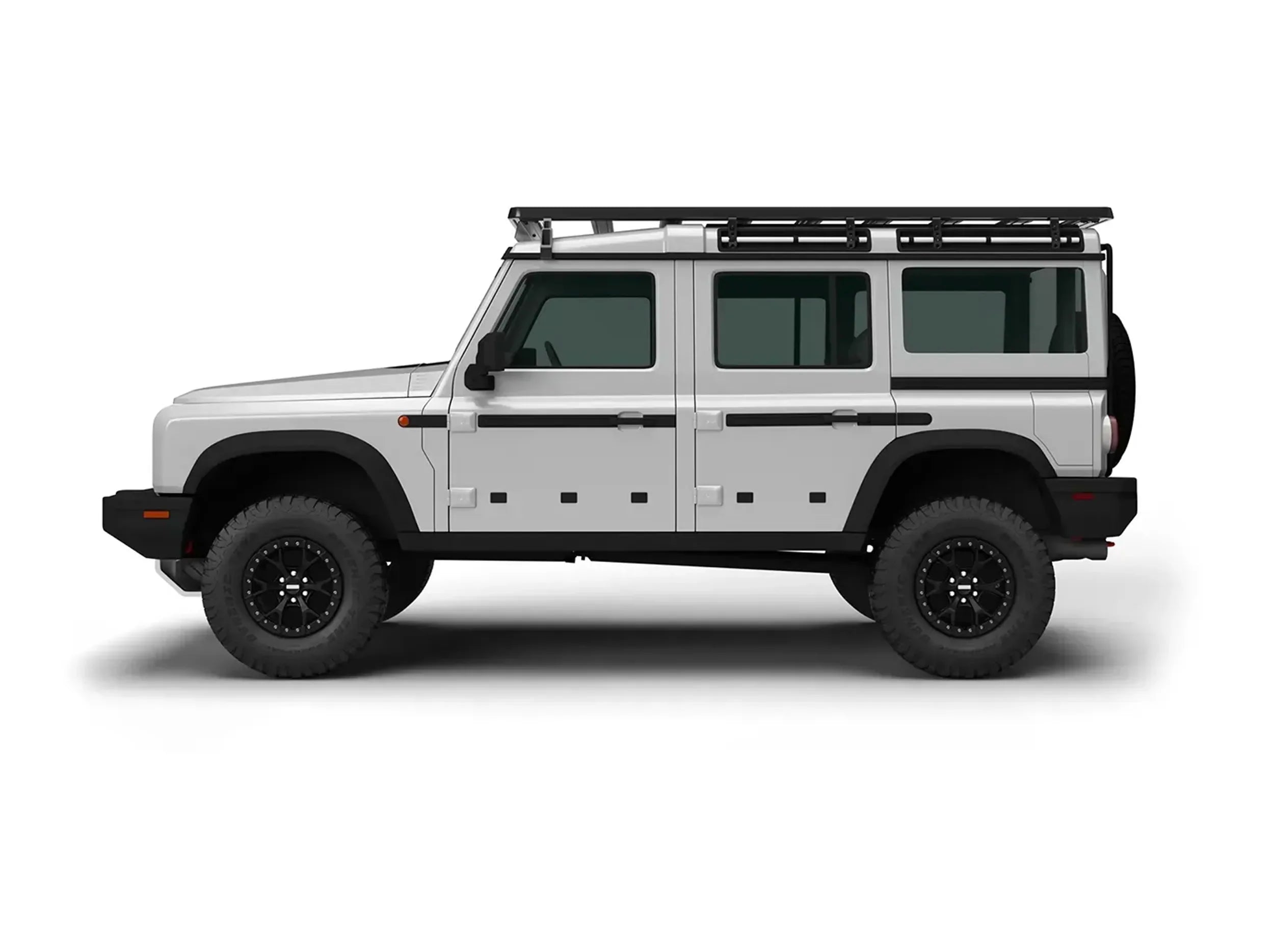 SIDE VIEW OF INEOS GRENADIER FULL LENGTH ROOF RACK