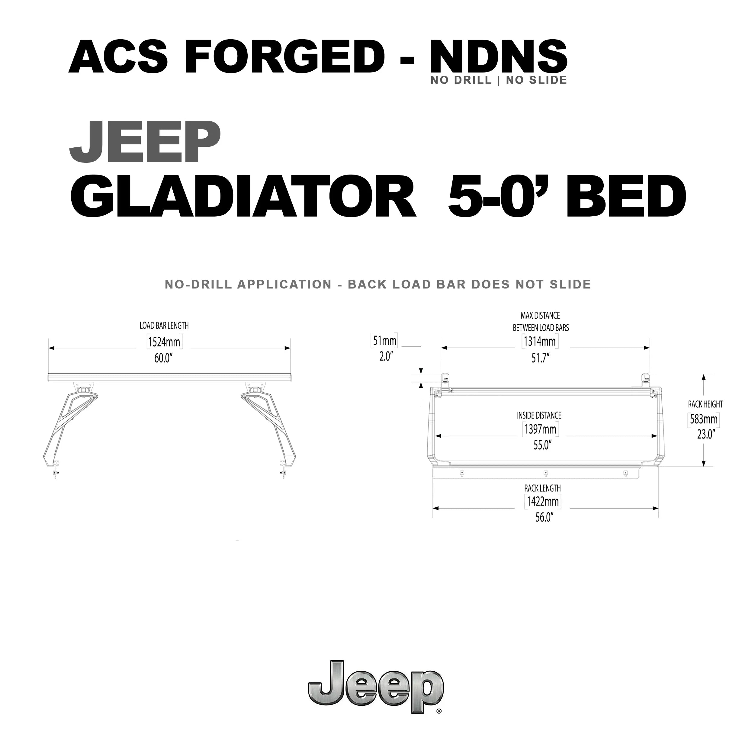 Jeep Active Cargo System Bed Rack - FORGED NO DRILL