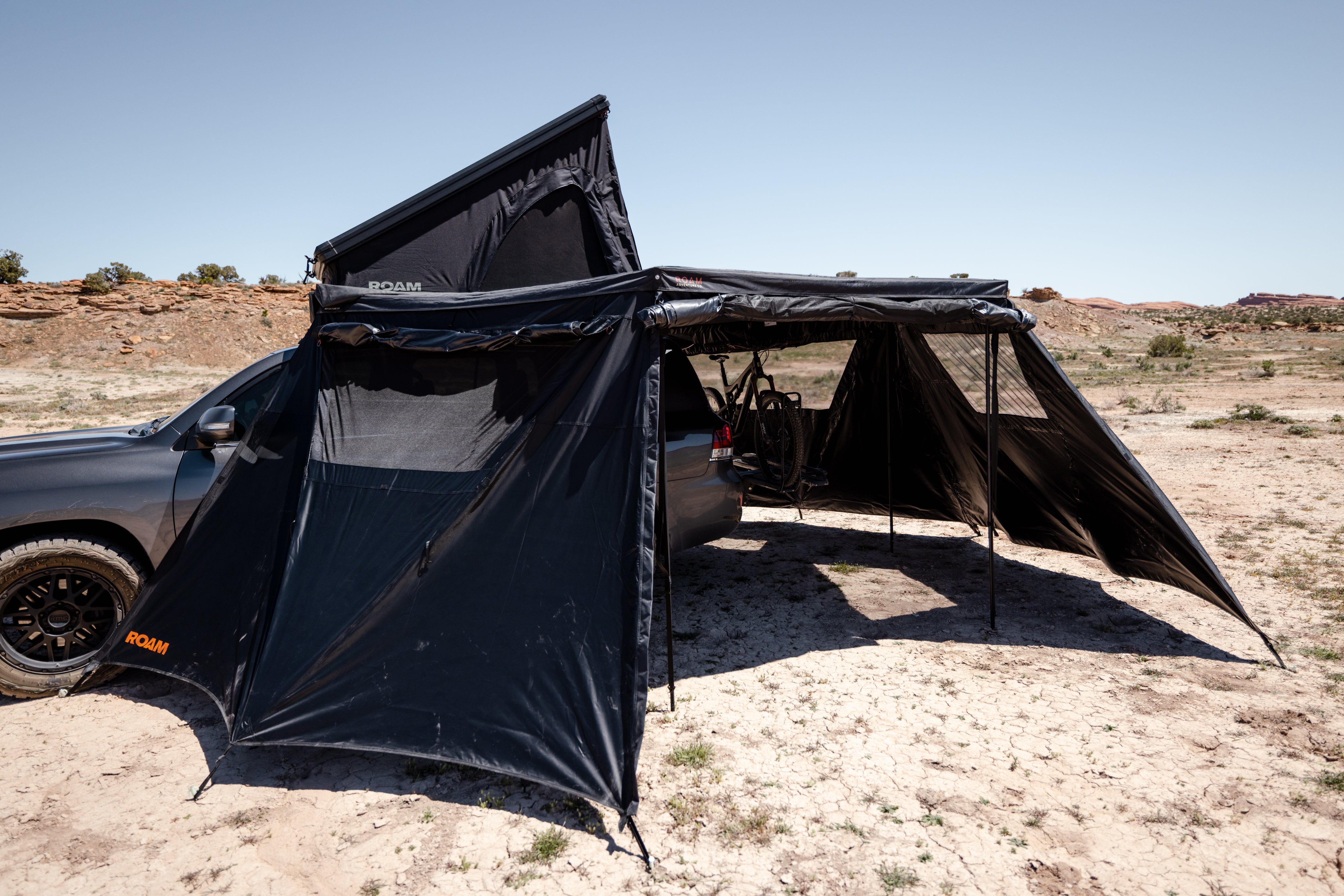 Interior view of an enclosed ROAM ARC 270 awning room