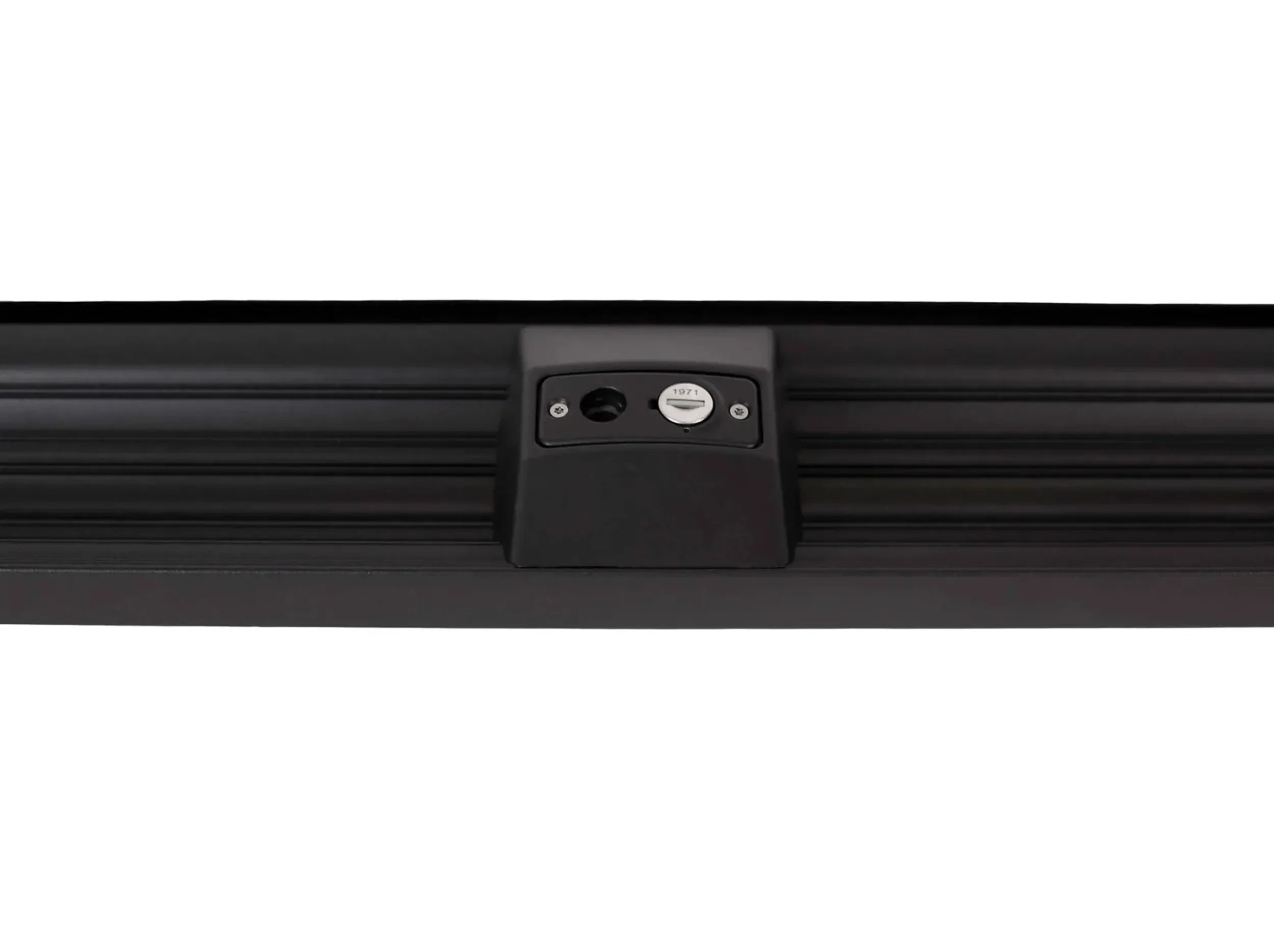 CLOSE UP VIEW OF LOCK ON BLACK KUAT PISTON SR BIKE RACK