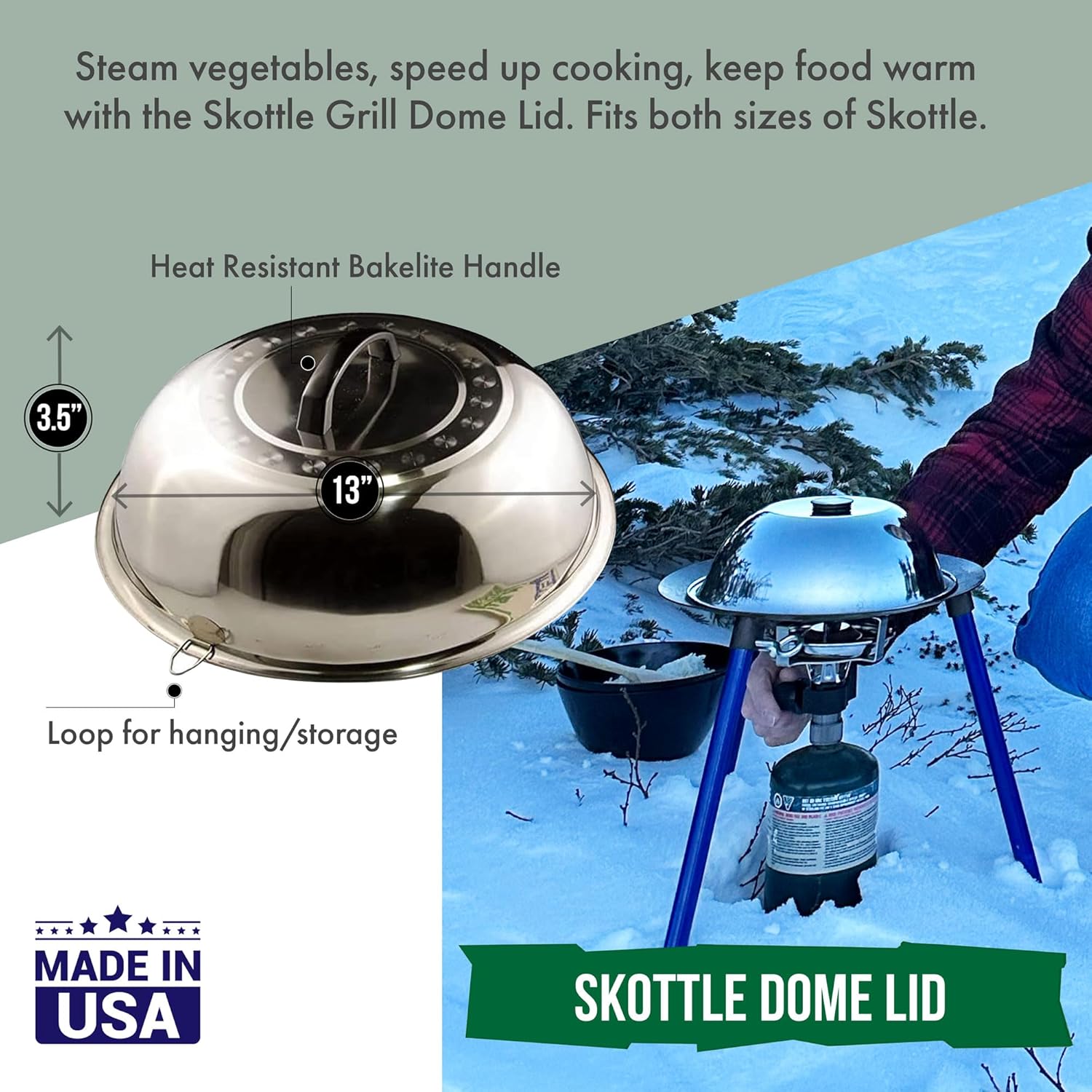 TemboTusk Skottle Lid, stainless steel with Bakelite handle