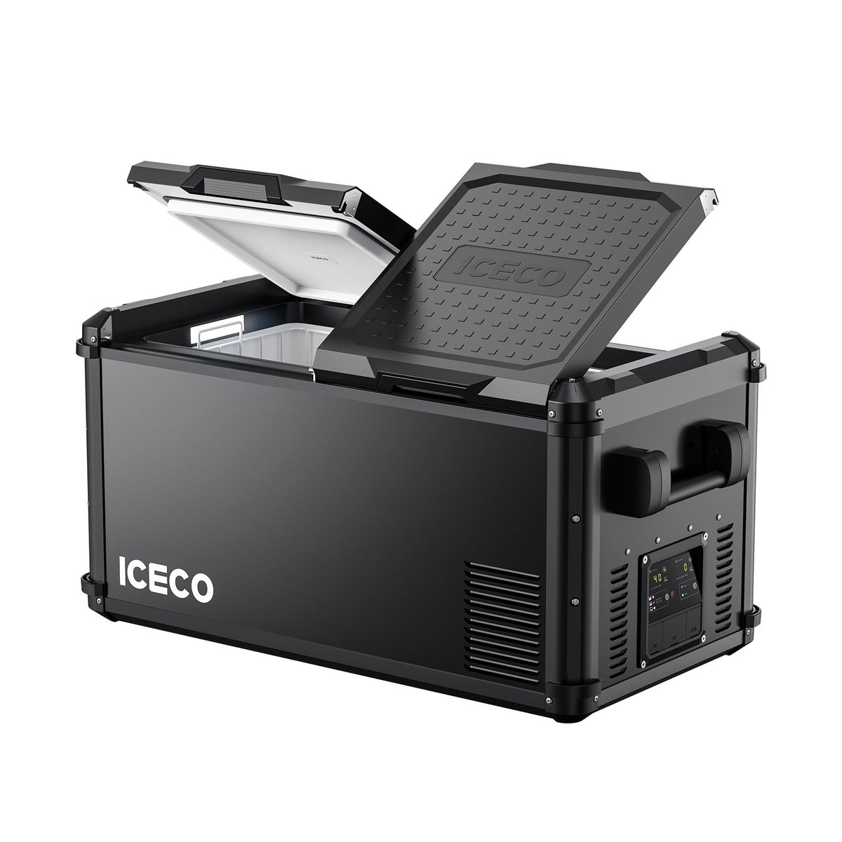 Black ICECO VL75ProD with one lid open