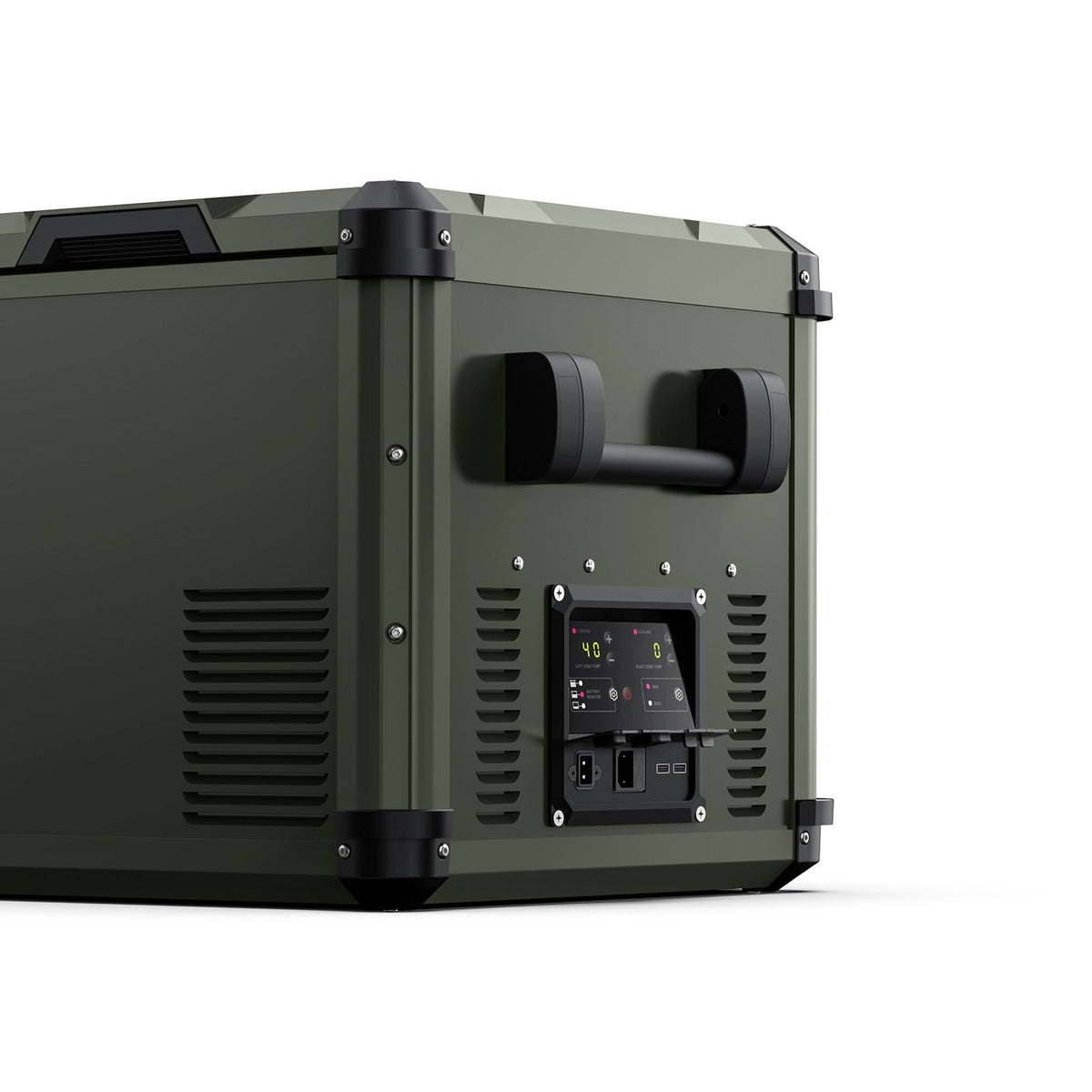 Close-up of the olive VL75ProD side handle and control panel