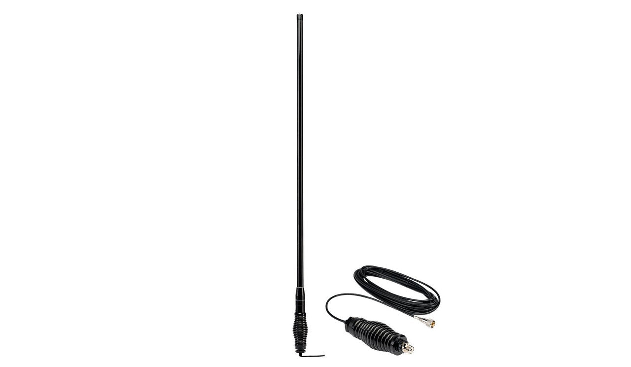 Midland MXAT04VP 6.6dB bullbar GMRS antenna with spring base and cable, view 1