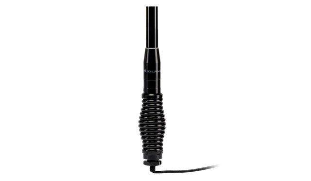 Midland MXAT04VP 6.6dB bullbar GMRS antenna with spring base and cable, side view