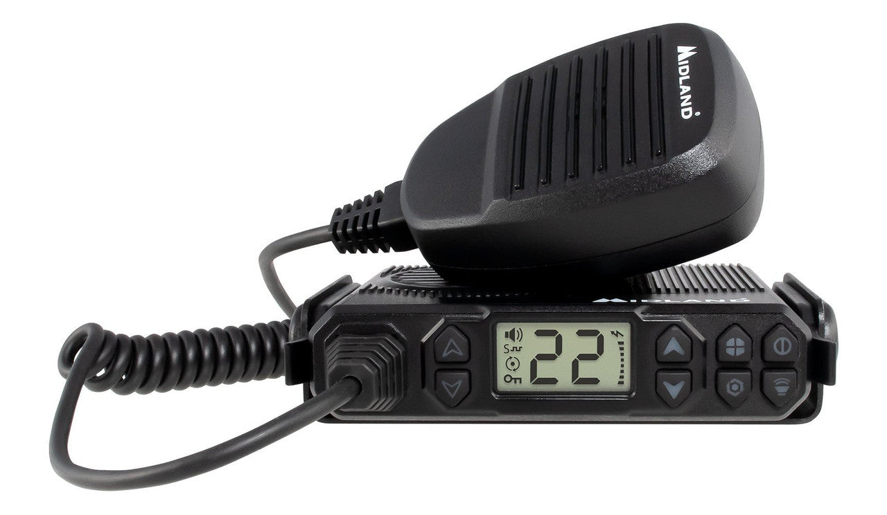 Midland MXT105 5W GMRS MicroMobile radio, detail view
