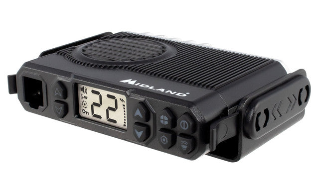 Midland MXT105 5W GMRS MicroMobile radio, close-up