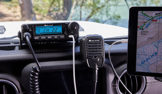 Midland MXT500 50W GMRS MicroMobile radio, side view