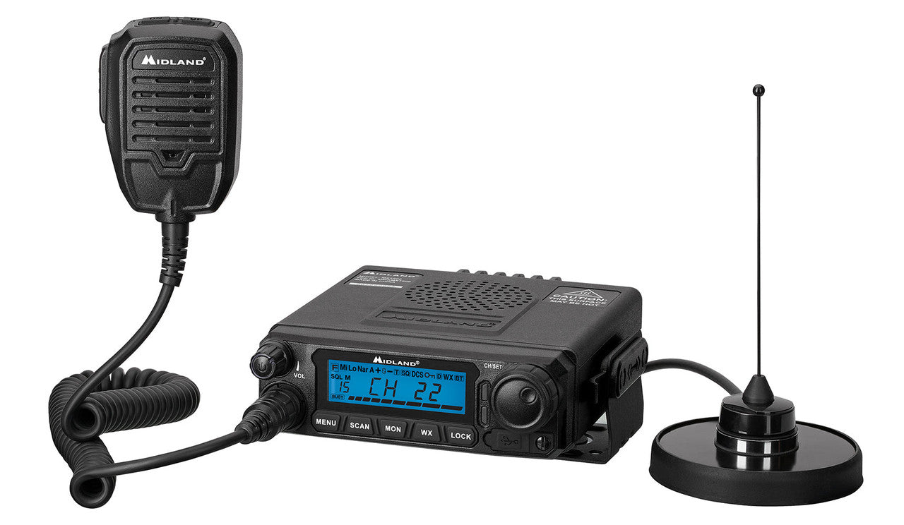 Midland MXT500 50W GMRS MicroMobile radio, mounted view