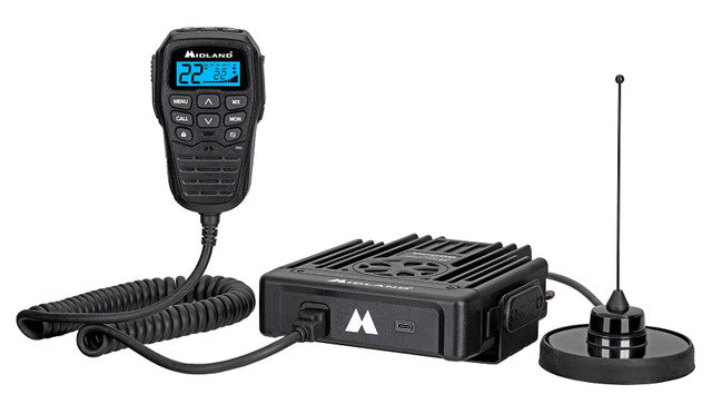 Midland MXT575 GMRS radio kit with magnetic-mount antenna and cable