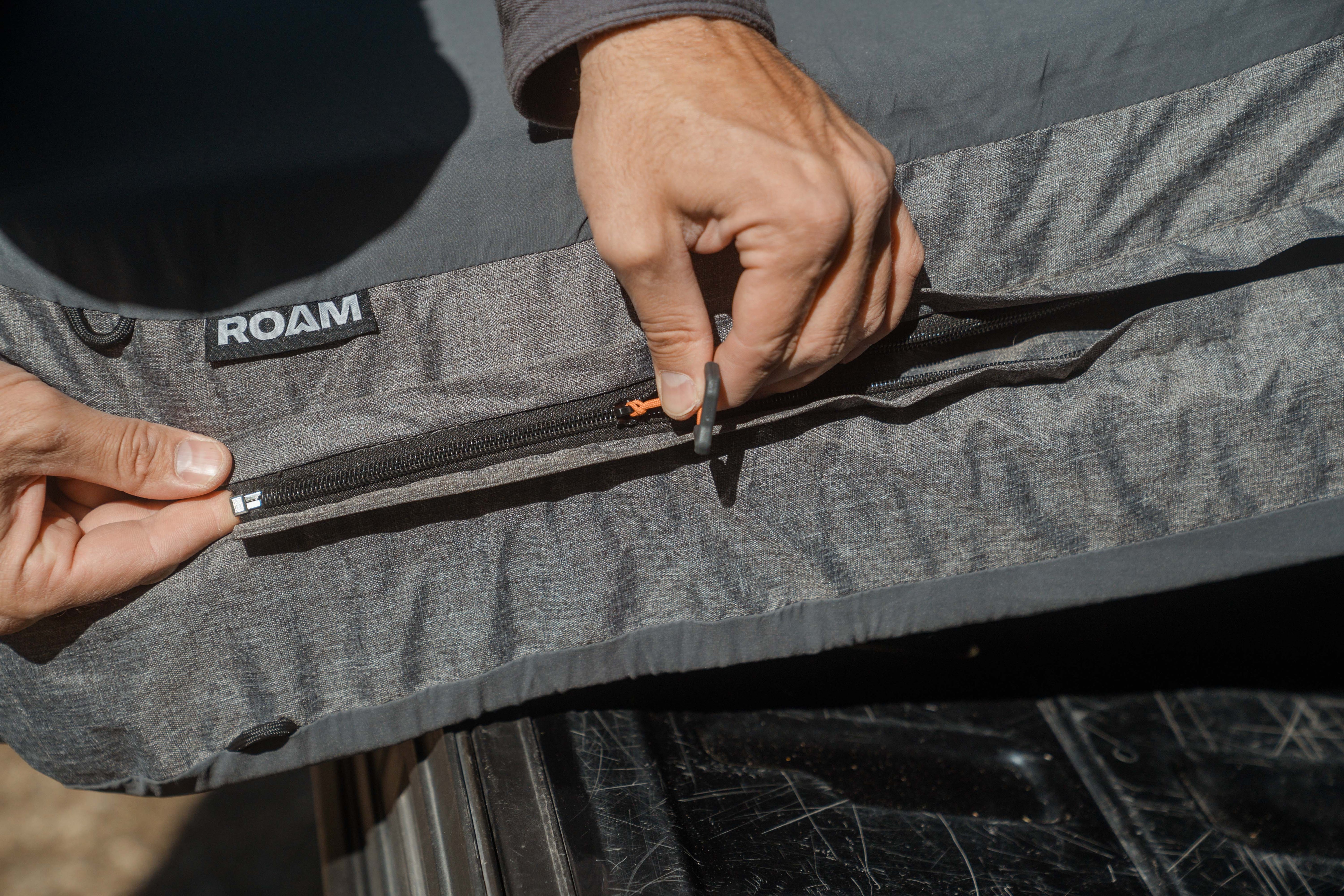 Zipper detail on the roam mattress