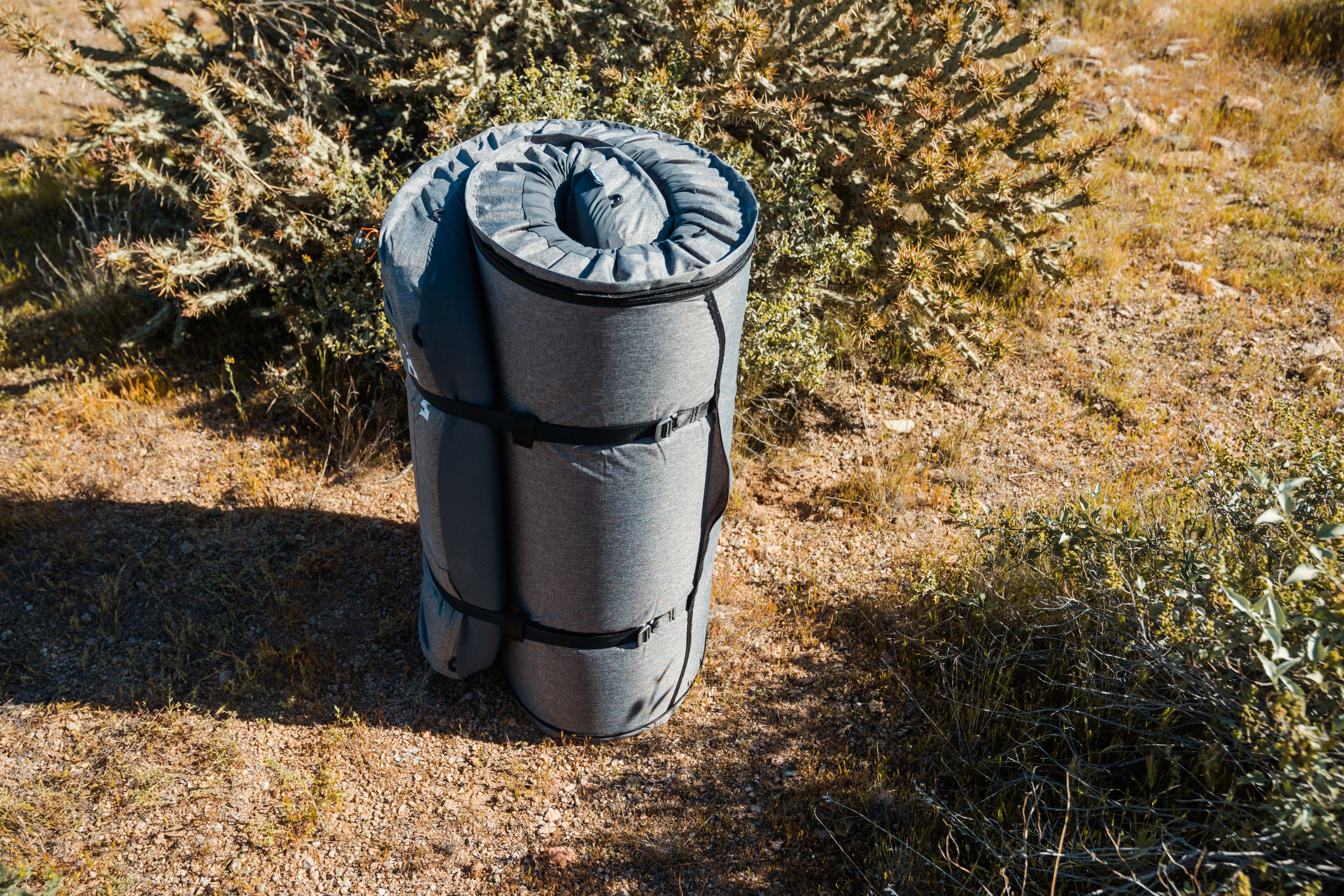 rolled roam mattress outdoors