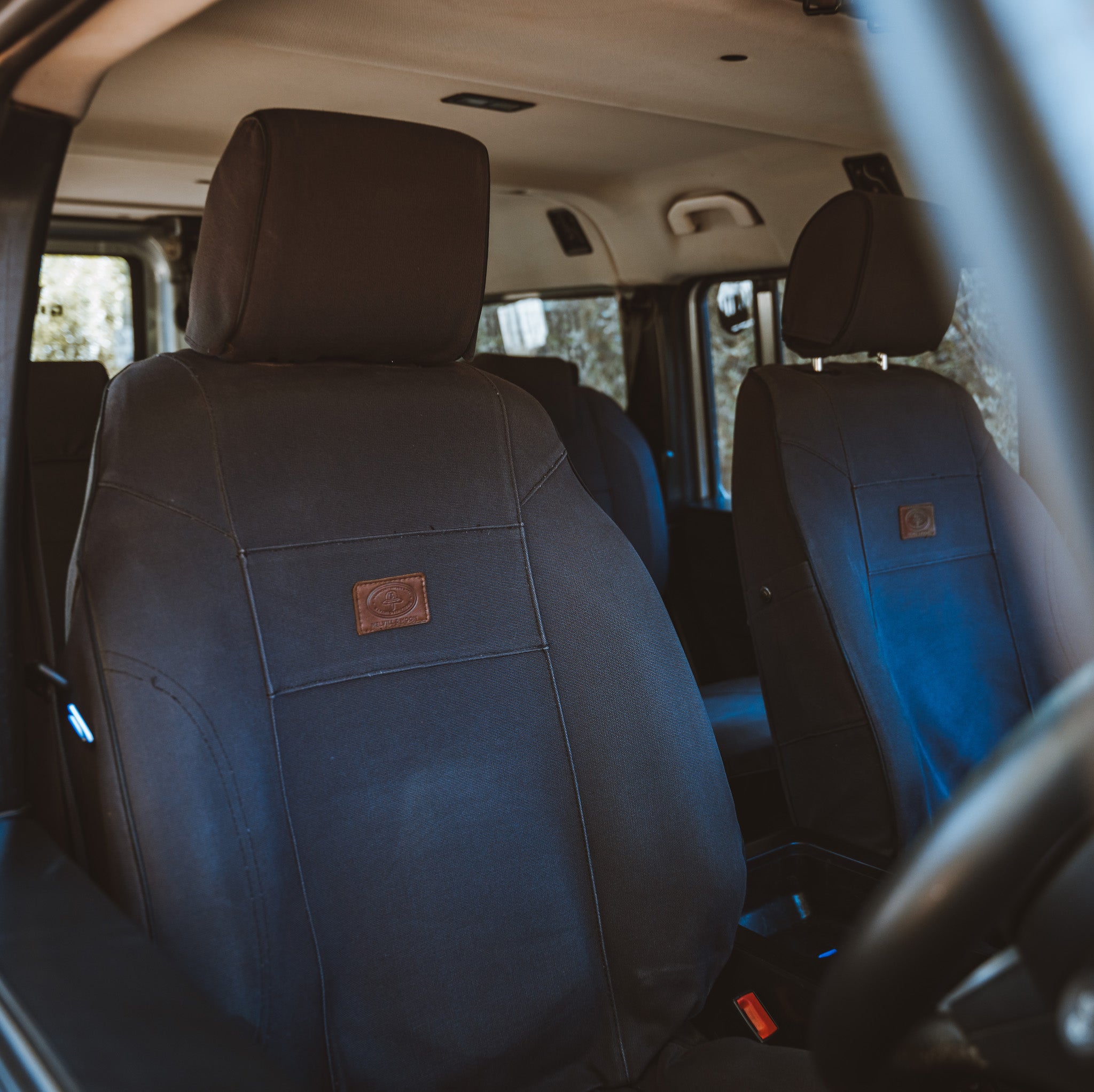 Ineos Grenadier Seat Covers   Melvill & Moon USA- Overland Kitted Charcoal Canvas Front Seats