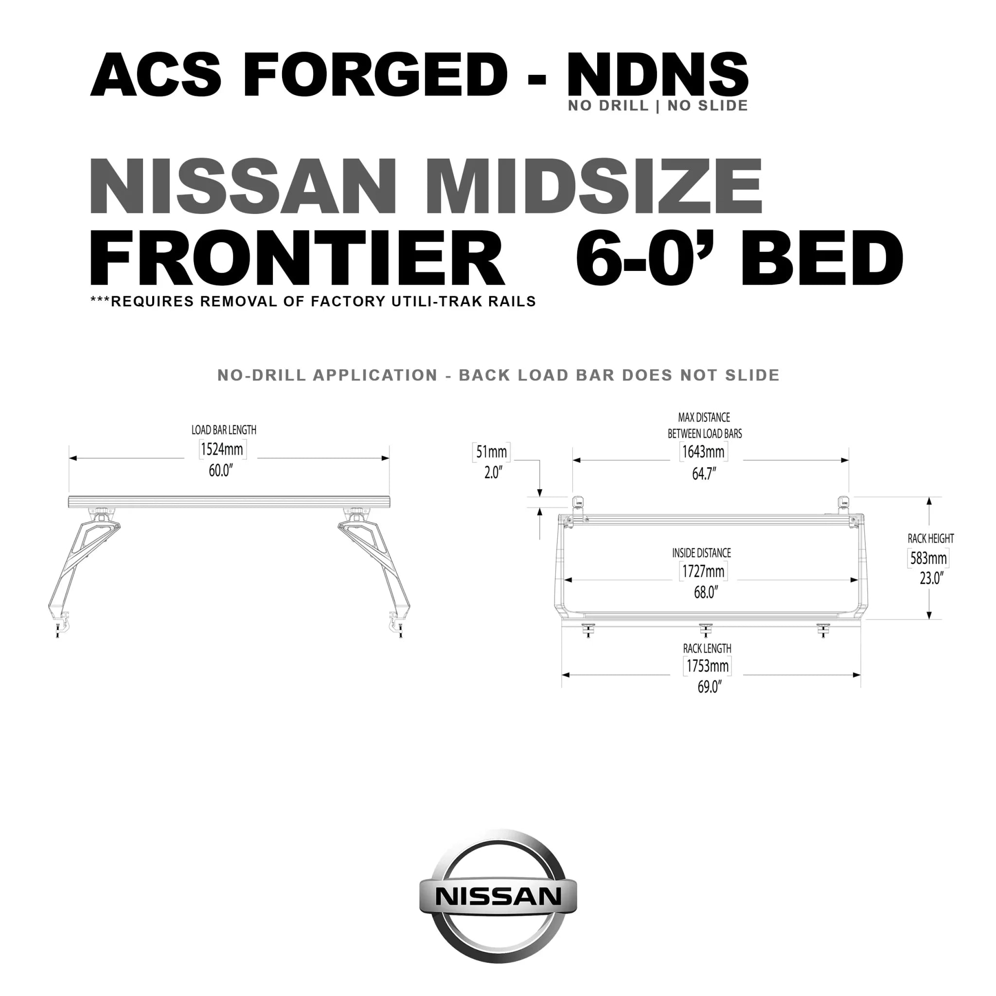 Nissan Frontier 6' bed with Leitner Designs ACS Forged bed rack