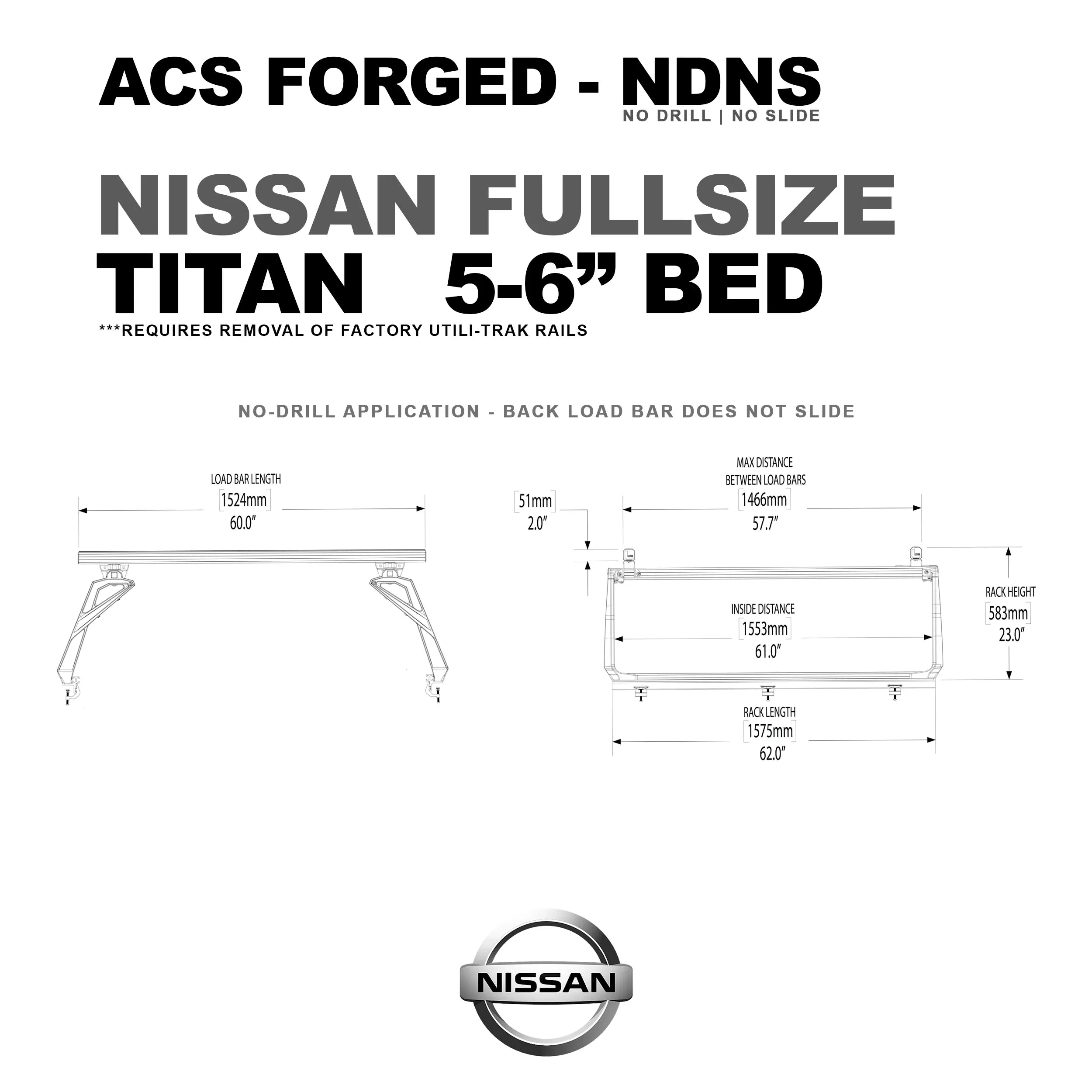 Nissan Titan 5'6" bed with Leitner Designs ACS Forged bed rack