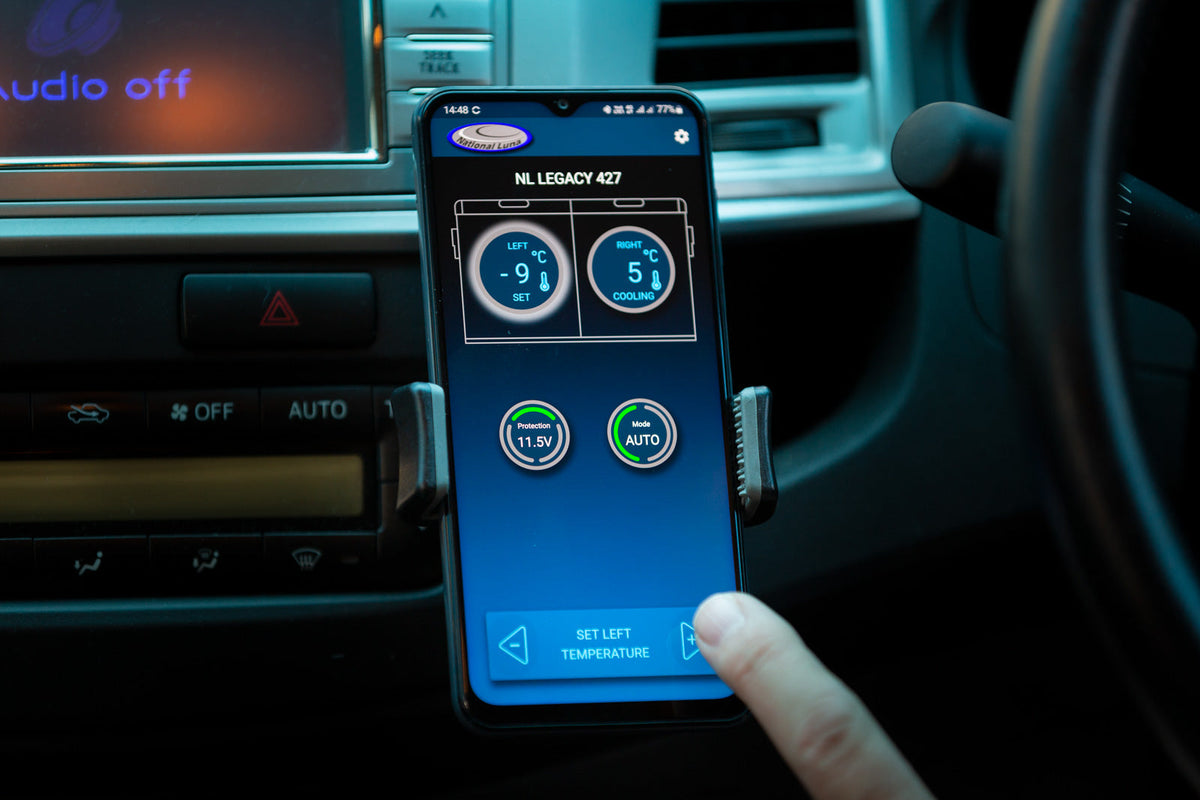 NL Connect app on a phone showing fridge temperatures